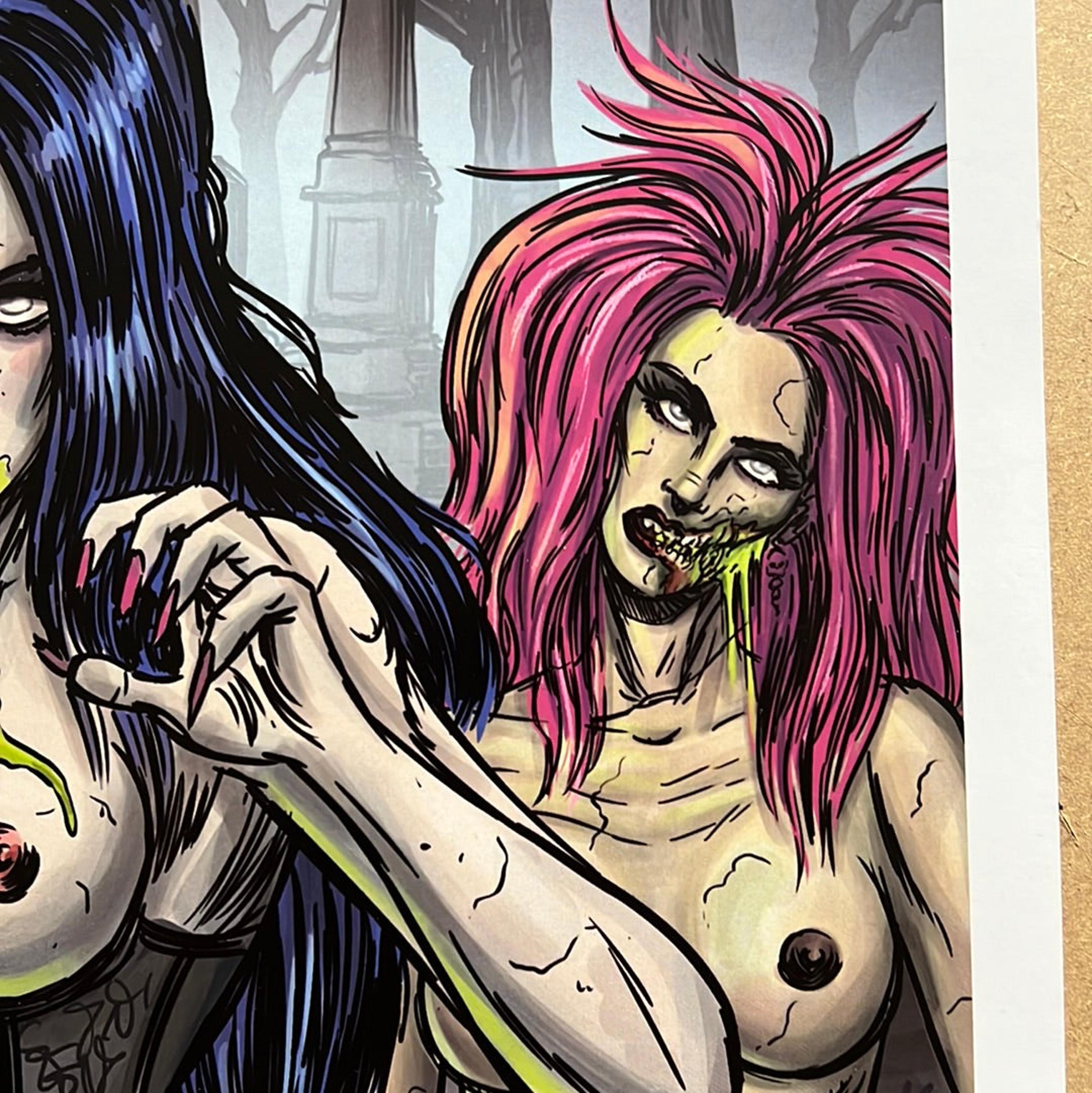 Alternate View 2 of “Zombie Horde” Zombie Terrors 11x17 Print by Frank Forte
