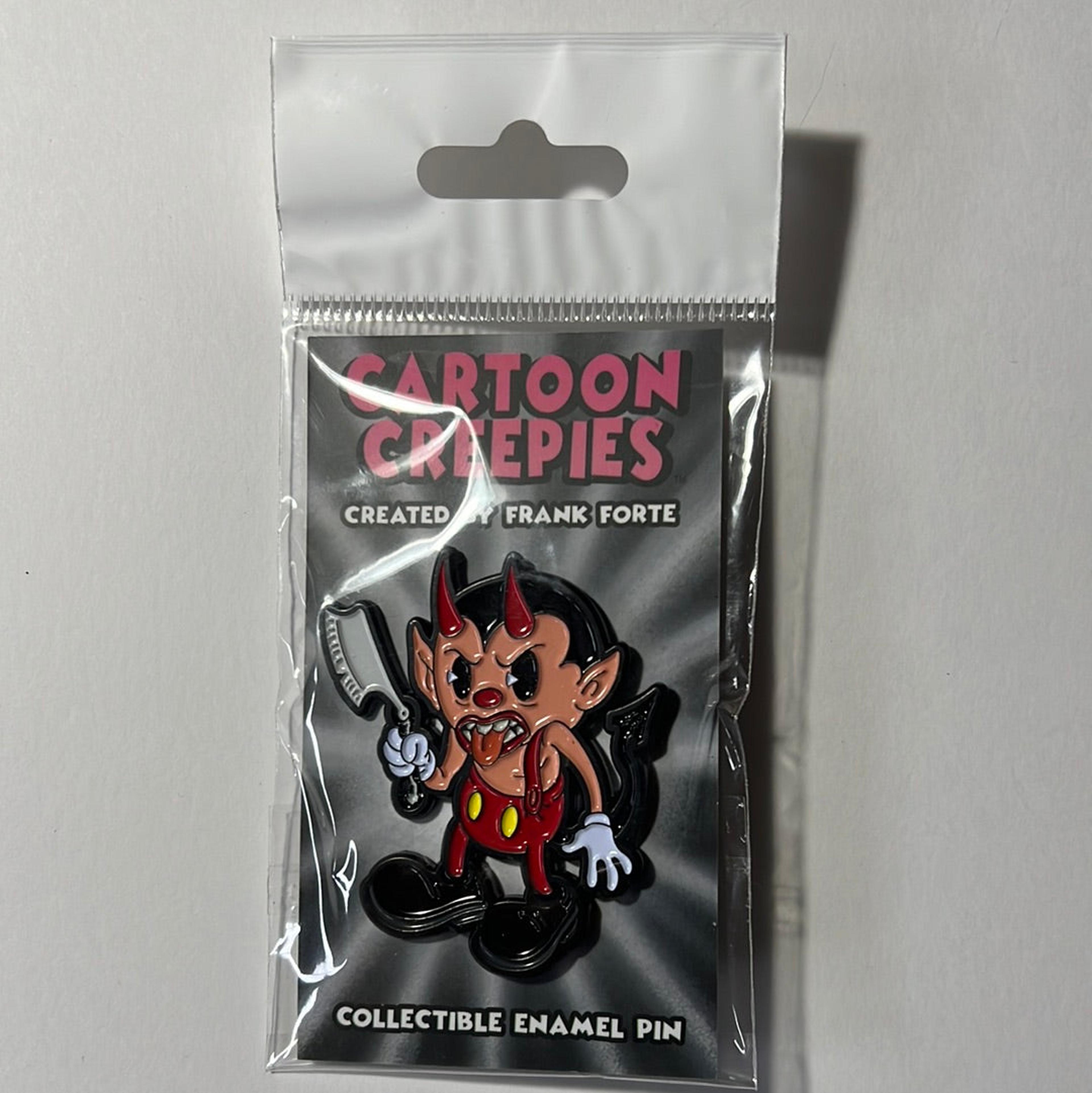 Alternate View 2 of Cartoon Creepies-Red Devil with a Razor-2” Soft Enamel pin