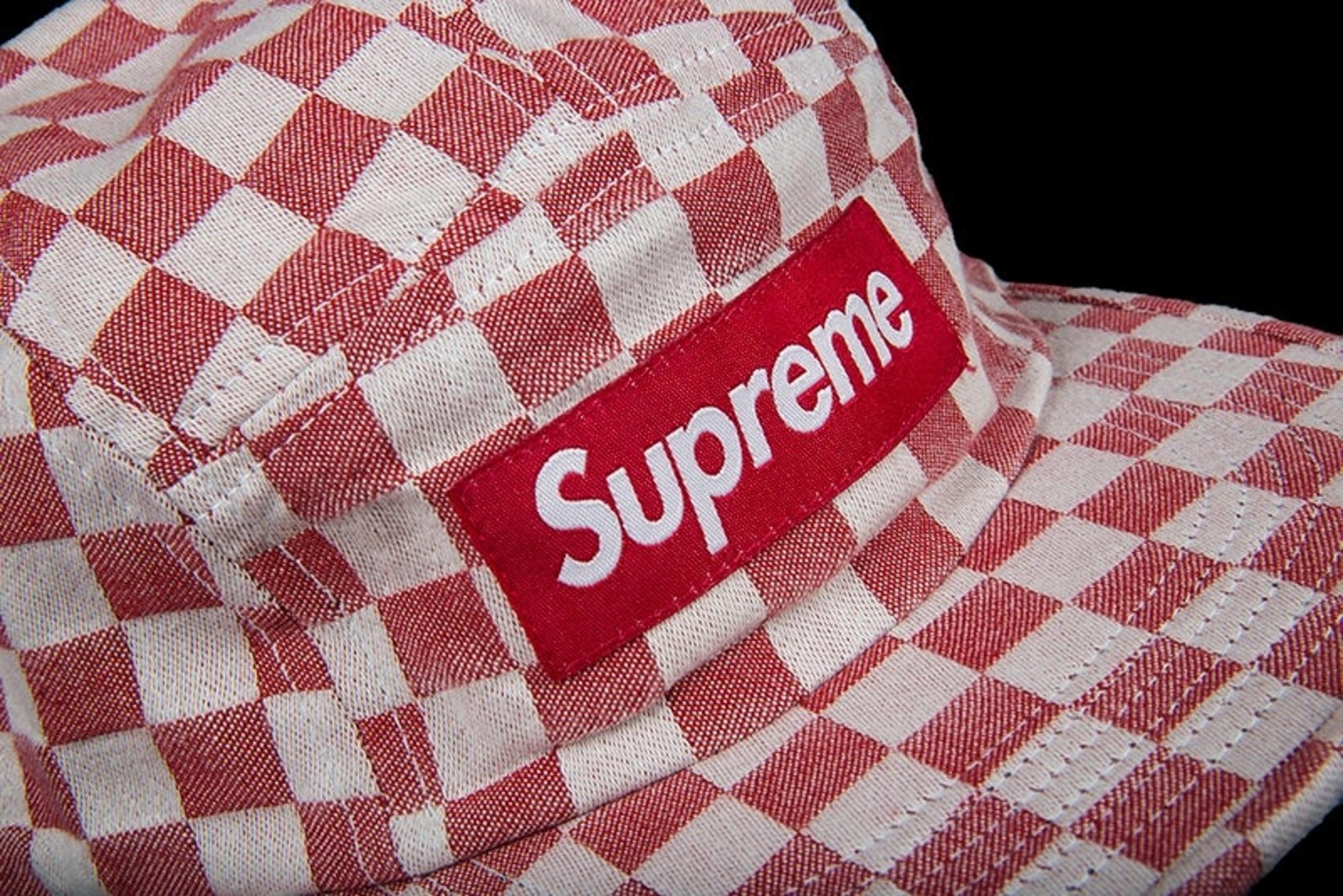 Supreme Red Checker Camp Cap
