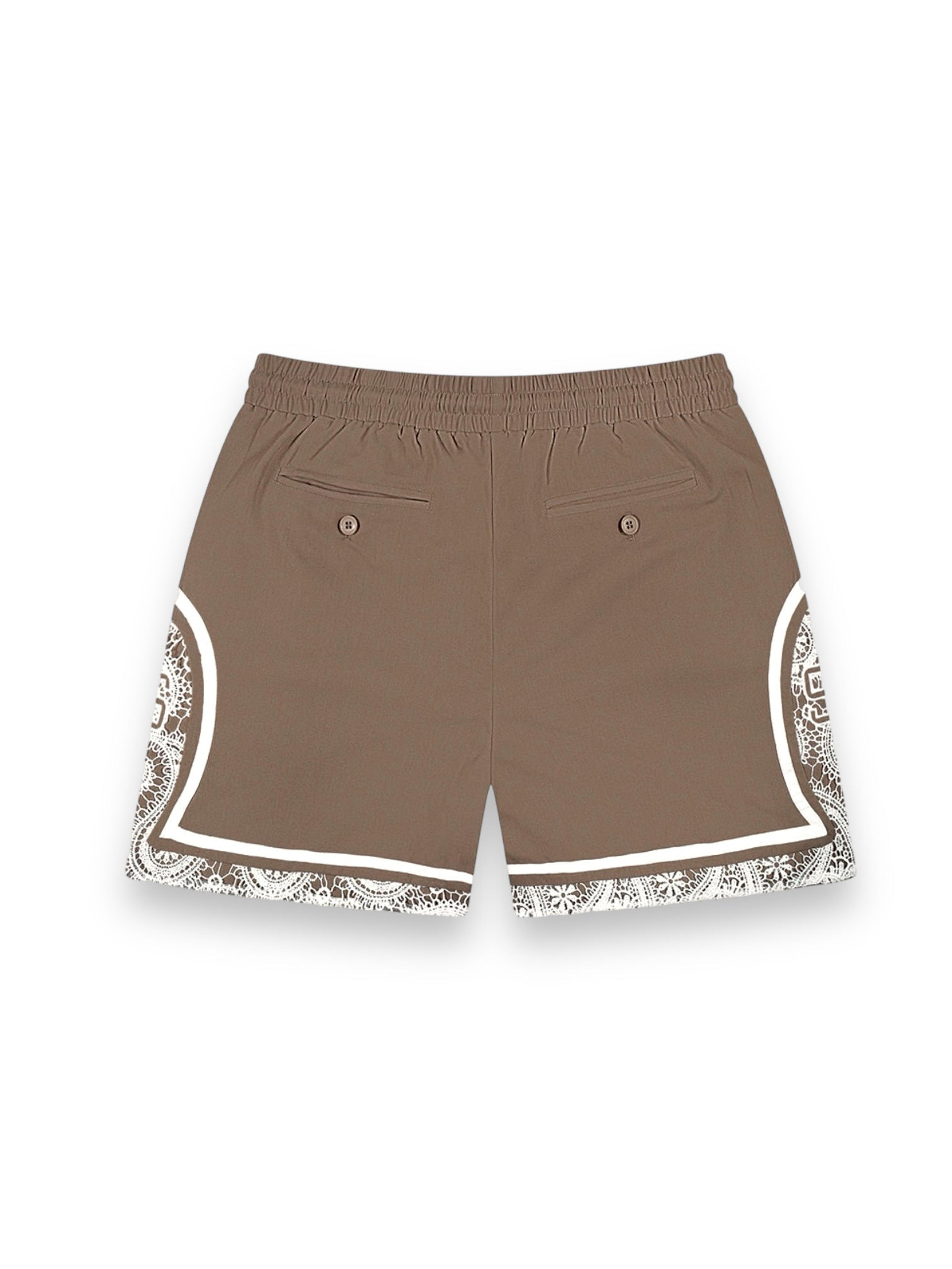 Alternate View 3 of Brown Paisley Linen Shorts