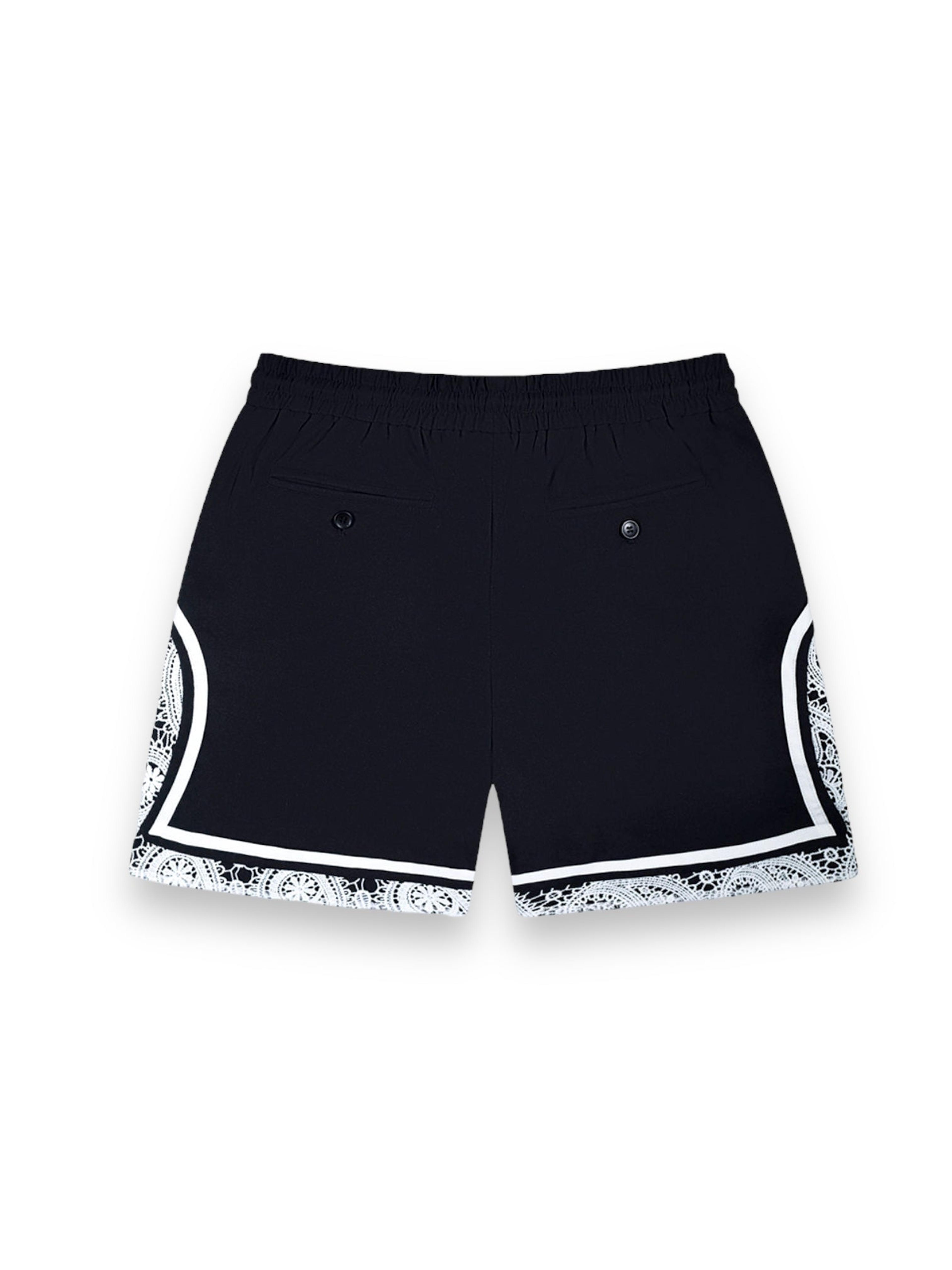 Alternate View 3 of Black Paisley Linen Shorts