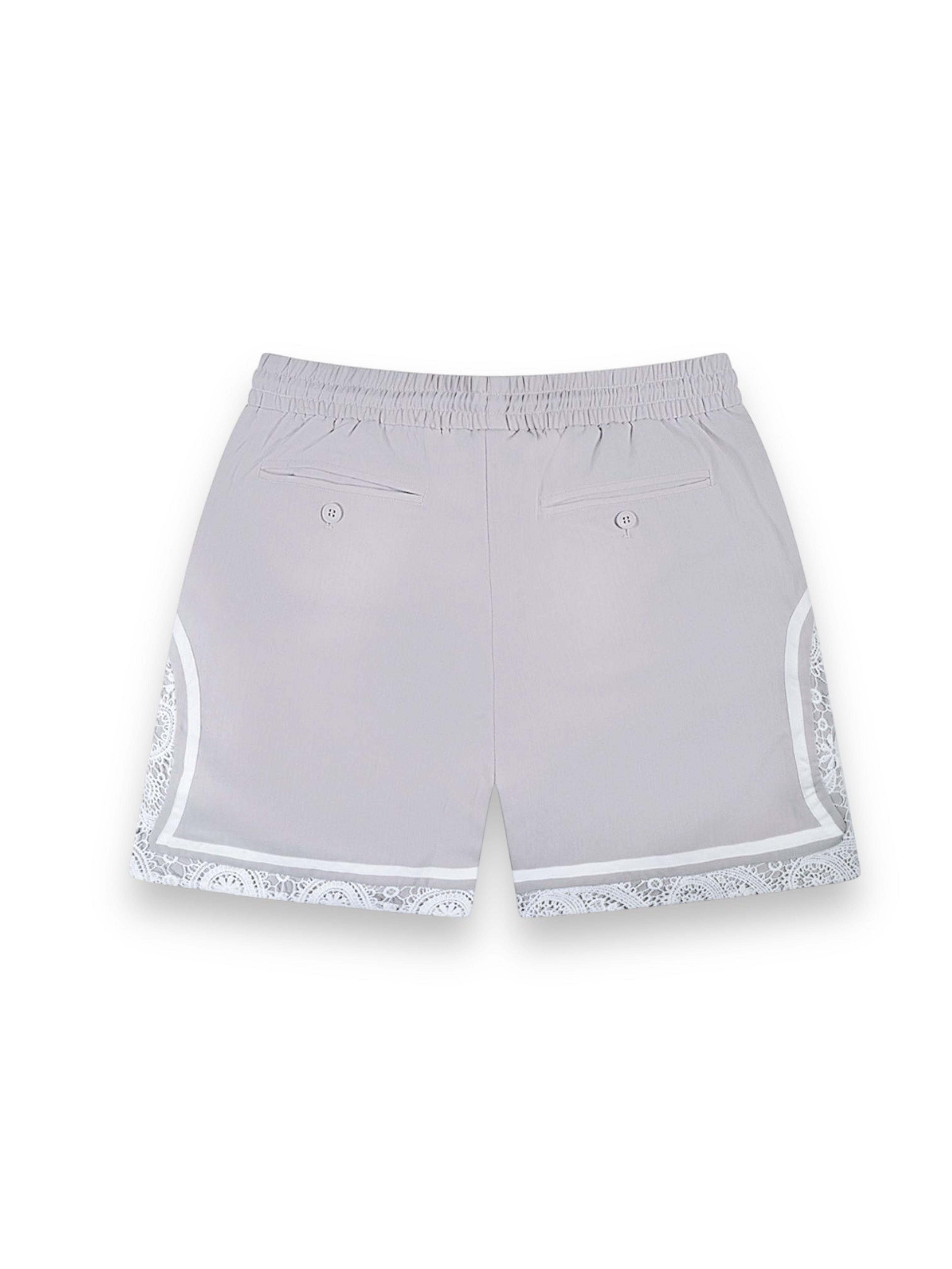 Alternate View 3 of Grey Paisley Linen Shorts