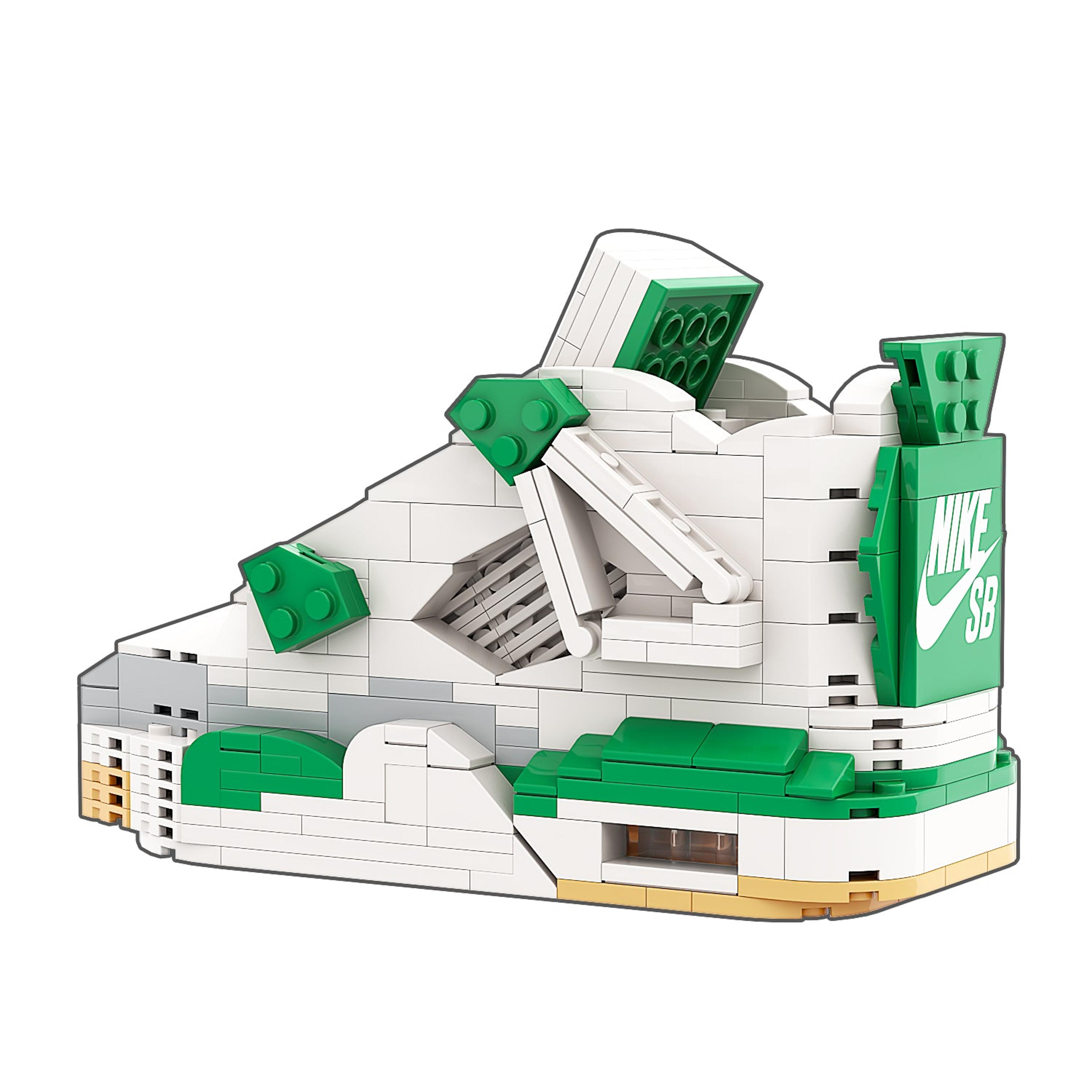 Alternate View 3 of REGULAR AJ4 "SB Pine Green" Sneaker Bricks Sneaker with Mini Fig