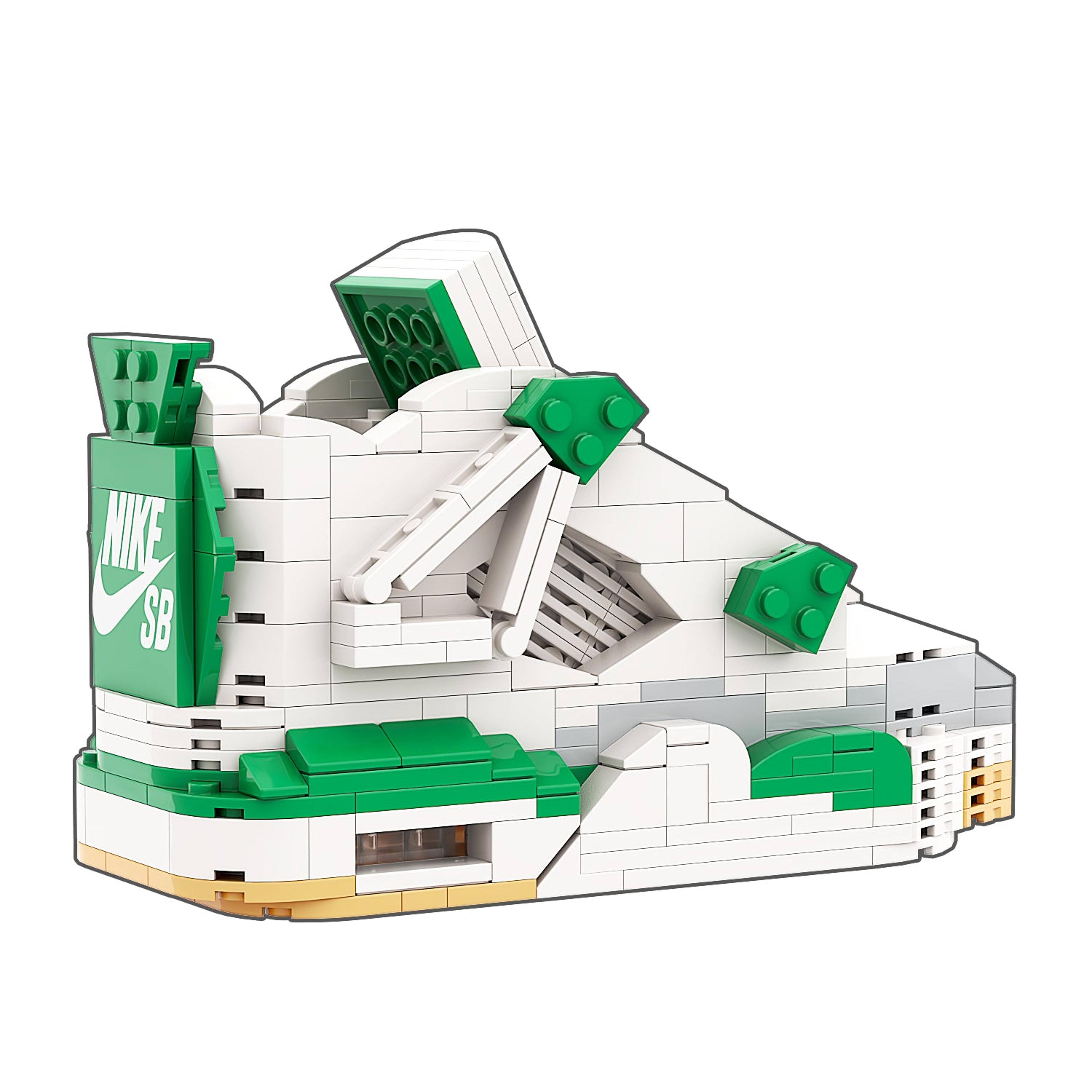 Alternate View 7 of REGULAR AJ4 "SB Pine Green" Sneaker Bricks Sneaker with Mini Fig