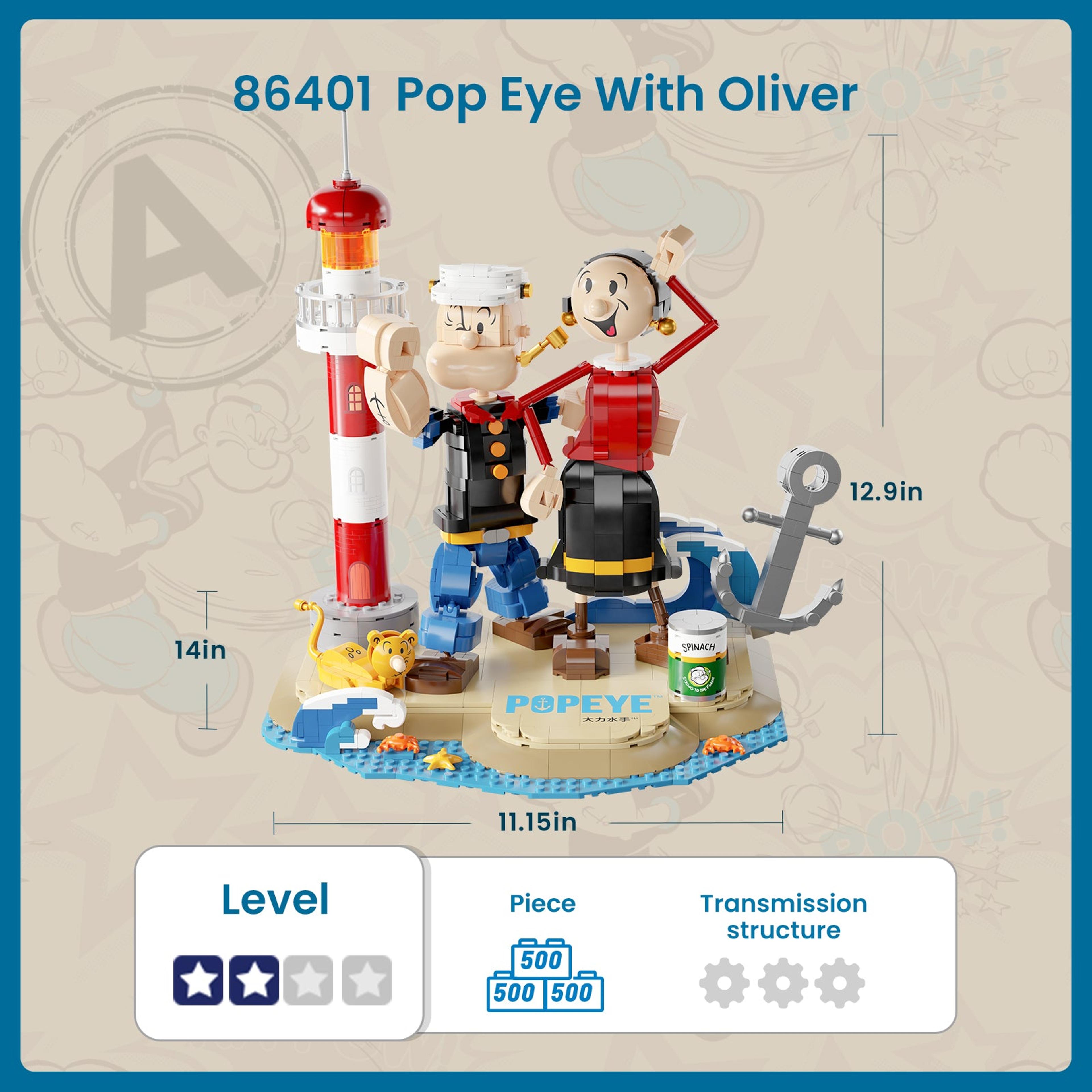 Alternate View 2 of Popeye & Olive Characters Bricks Building Kit