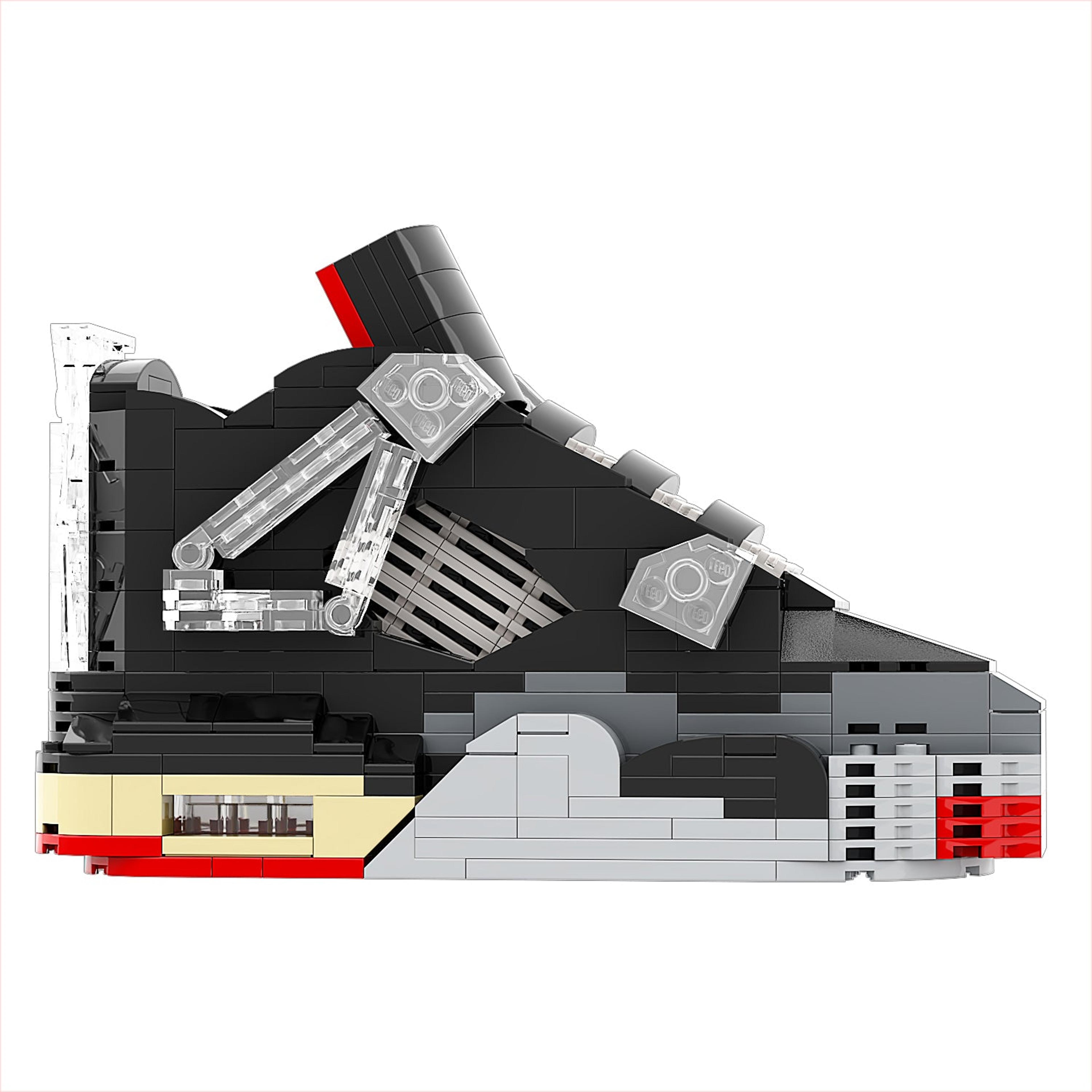 Alternate View 3 of REGULAR AJ4 "OW x Bred" Sneaker Bricks Sneaker with Mini Figure