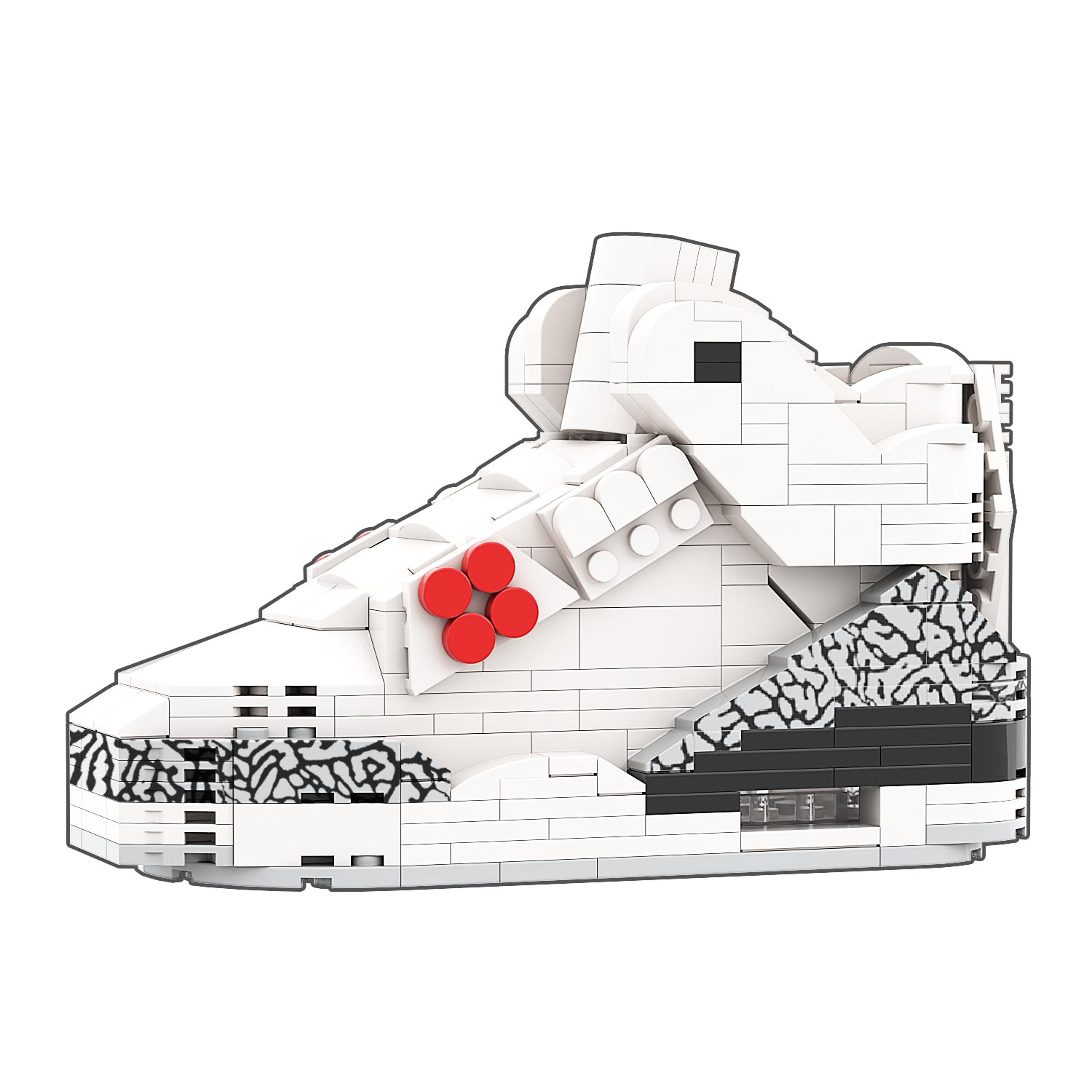 REGULAR AJ3 "White Cement" Sneaker Bricks Sneaker with Mini Figu