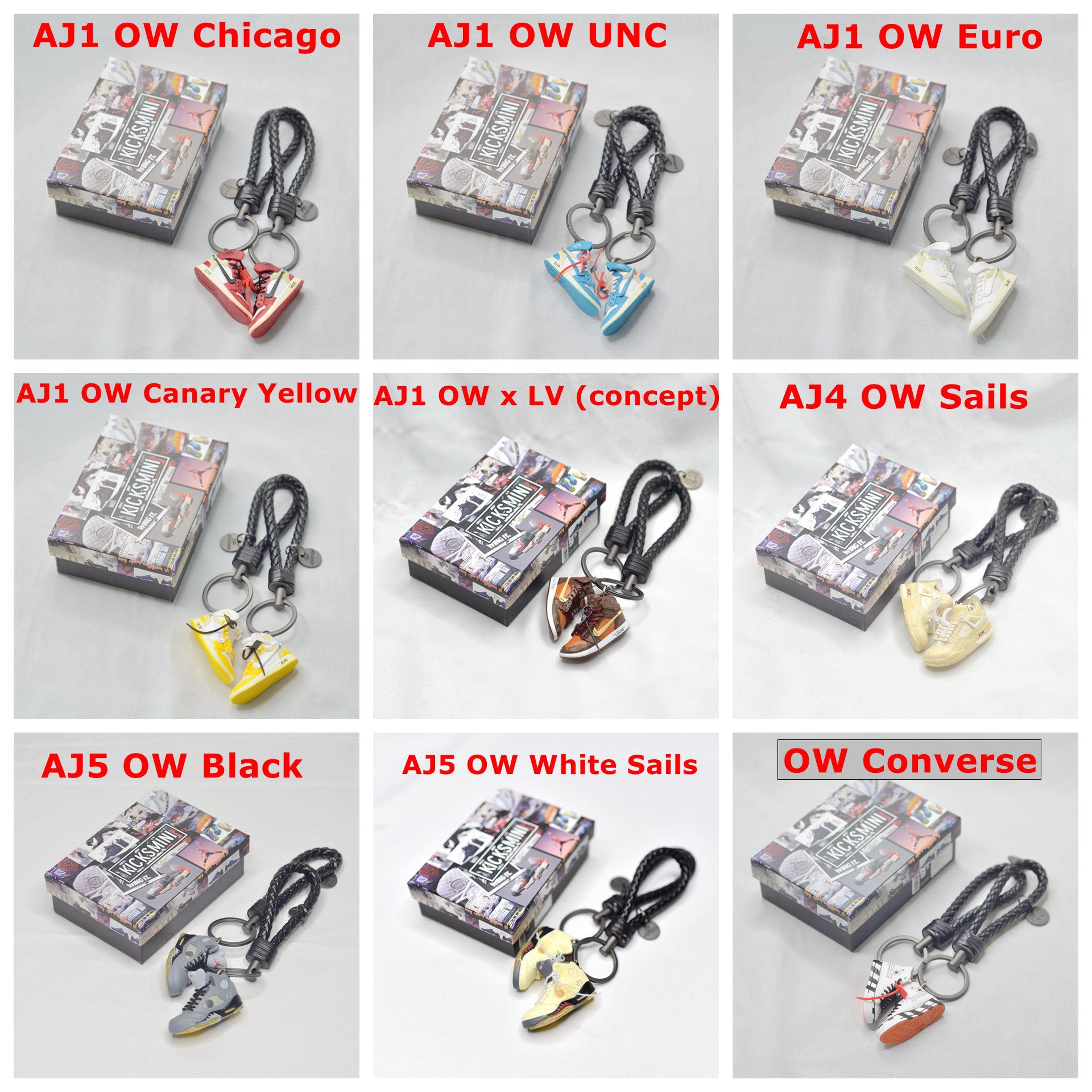 Off-White Collaboration 3D Mini Sneakers Keychain with BV Rope/B