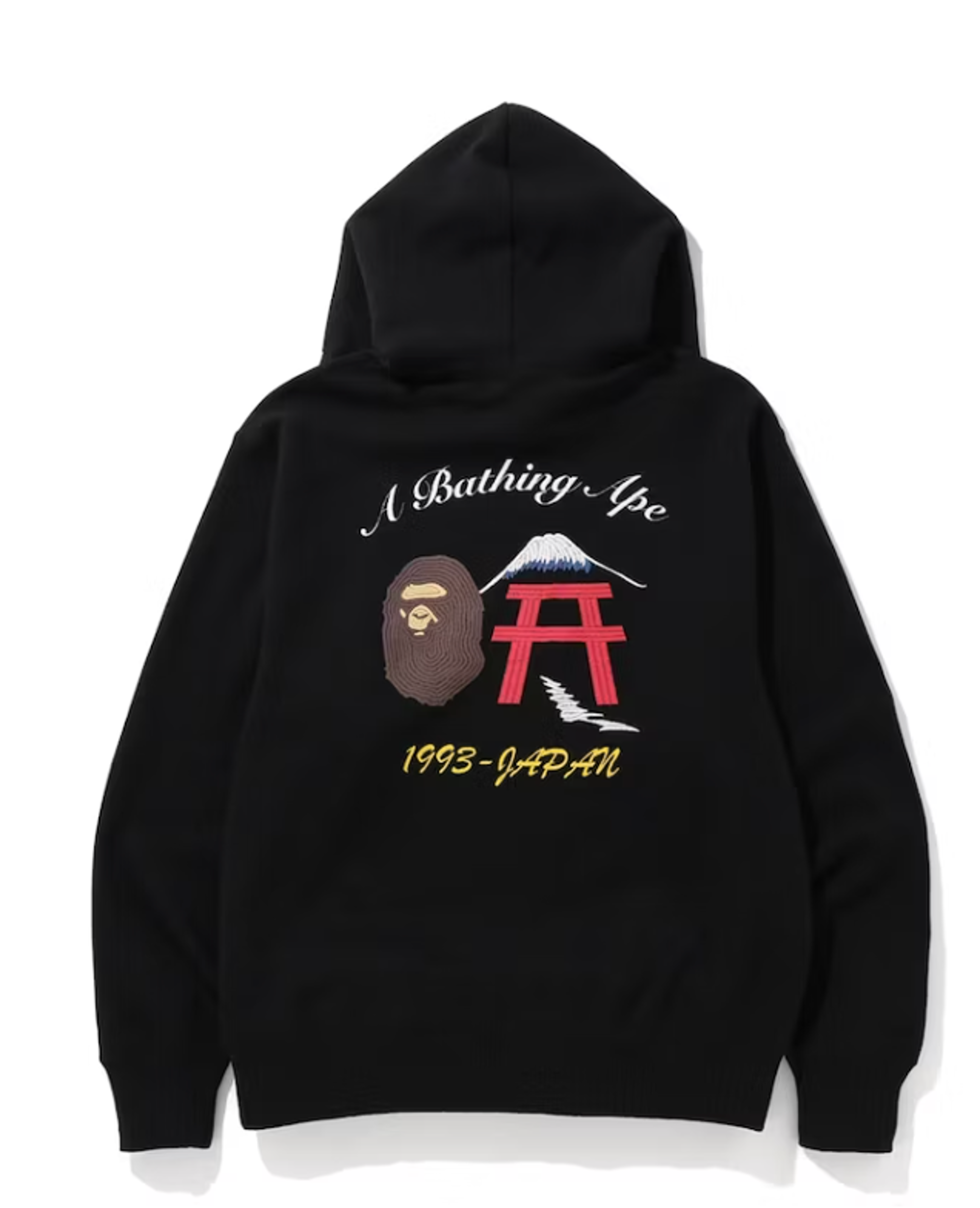 Alternate View 1 of BAPE Embroidery Relaxed Pullover Hoodie Black