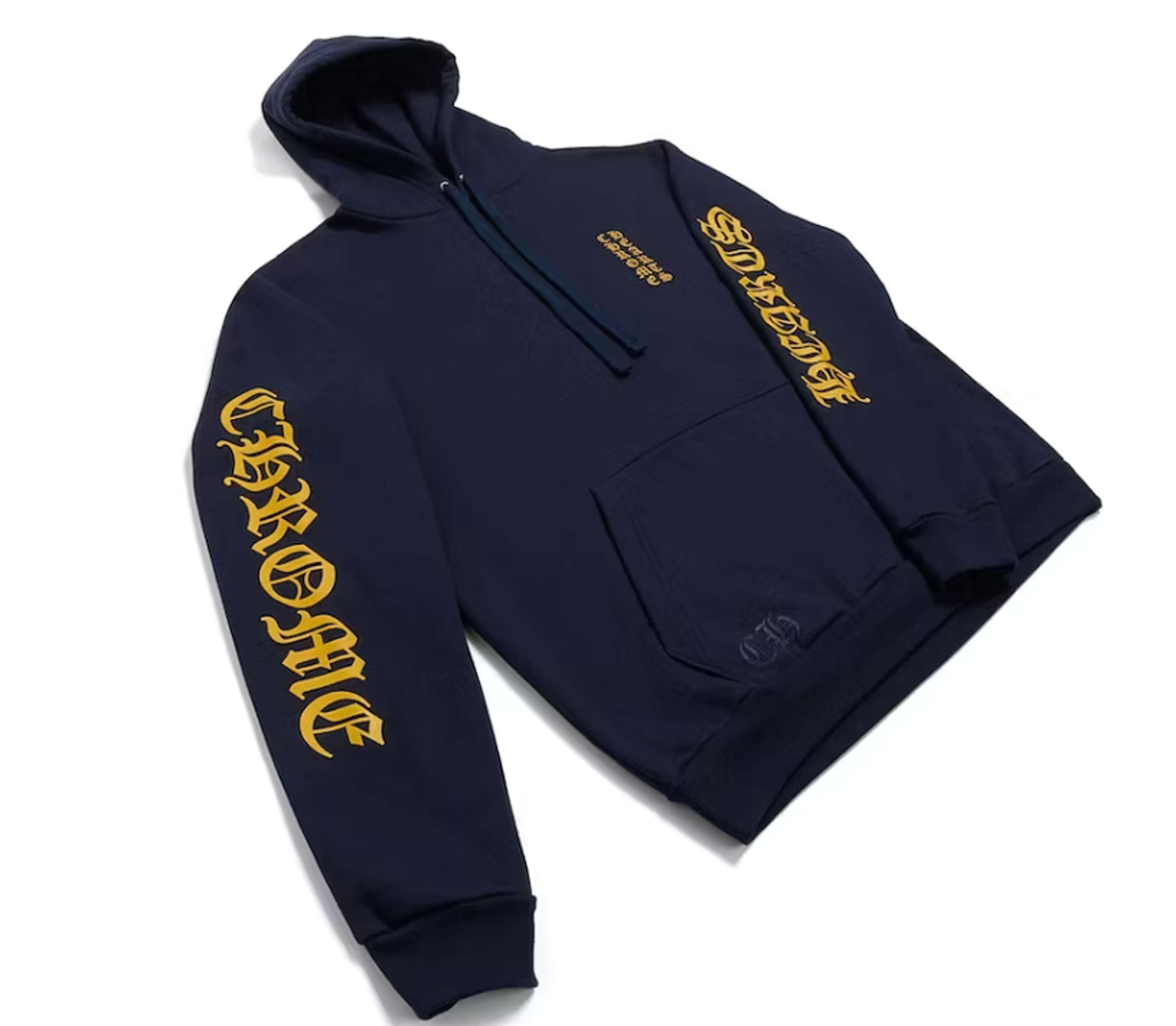 Chrome Hearts Navy Pullover Yellow Verticle Logo