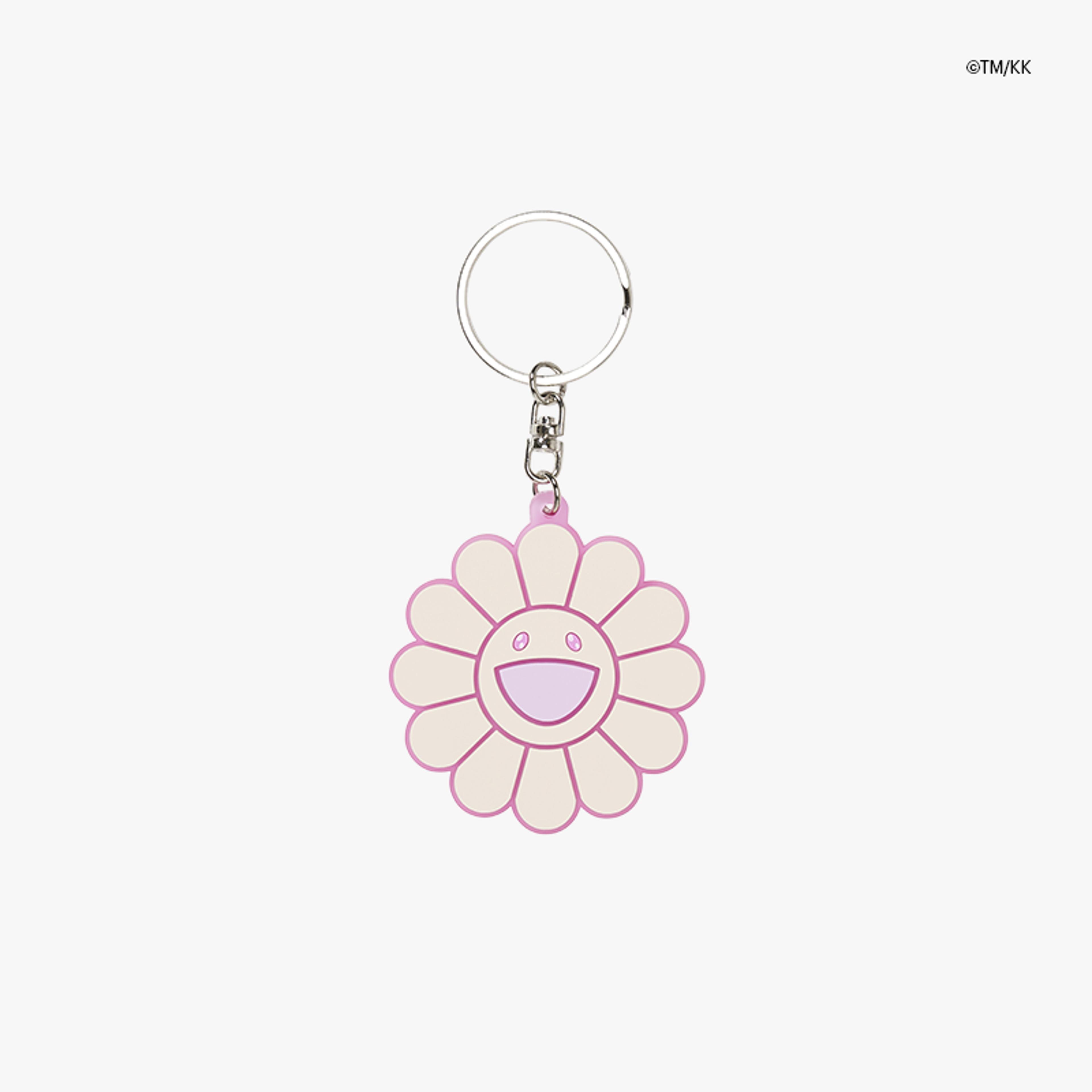 ©TM/KK Flower Rubber Keyring Clear Pink & Cream - OS