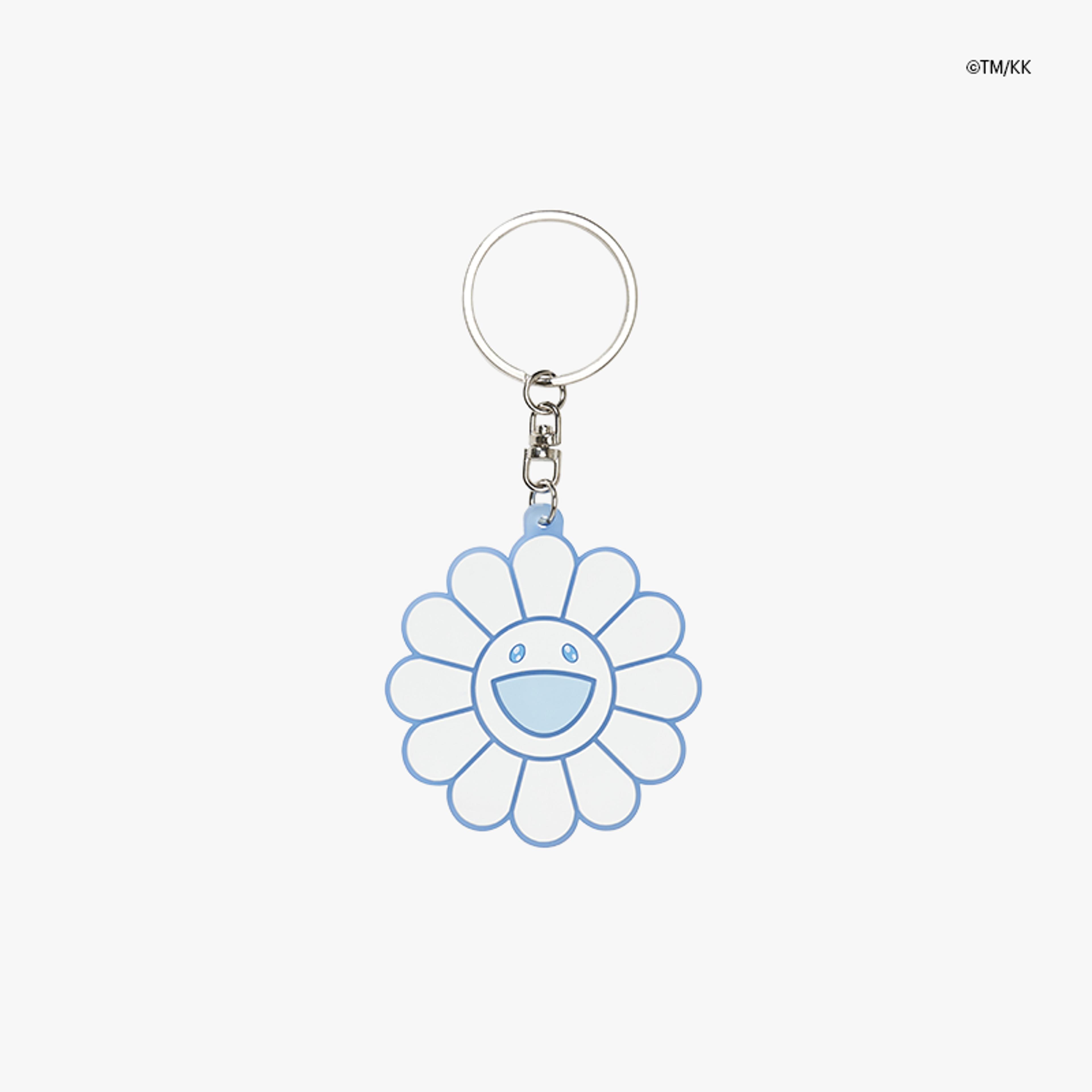 ©TM/KK Flower Rubber Keyring Clear Blue & White - OS