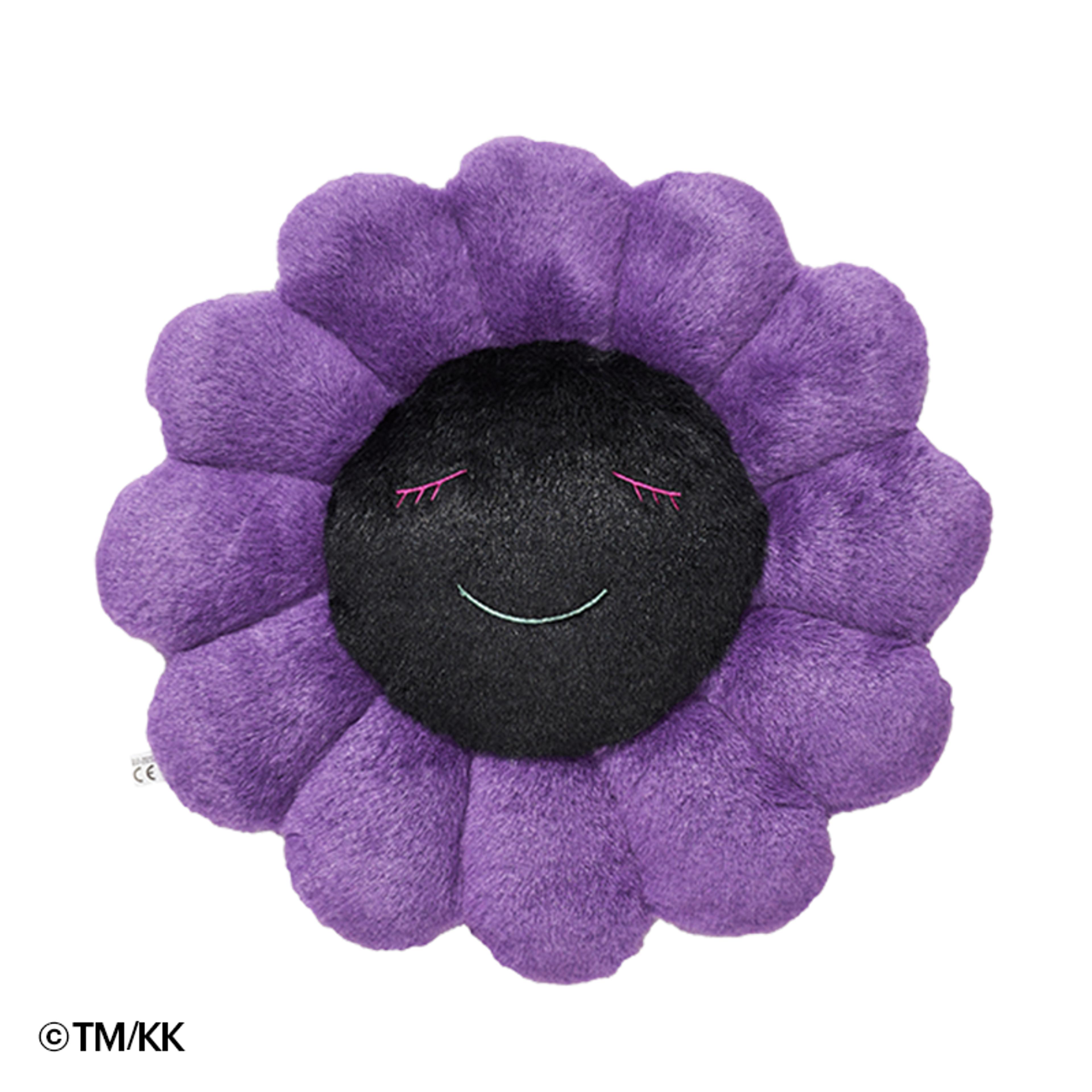 Flower Cushion 30cm Purple & Black