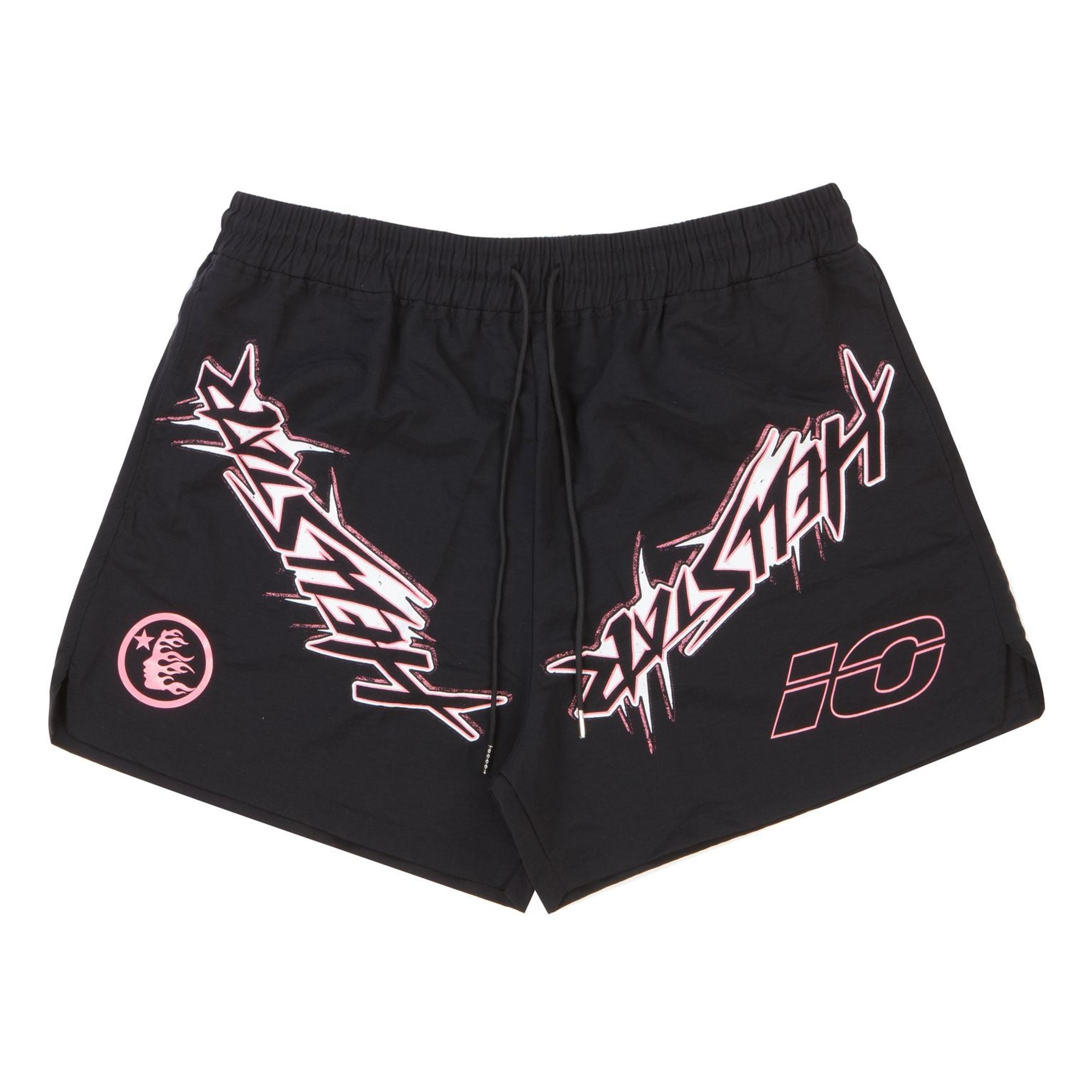 Hellstar Waxed Nylon Athletic Shorts Black Pink