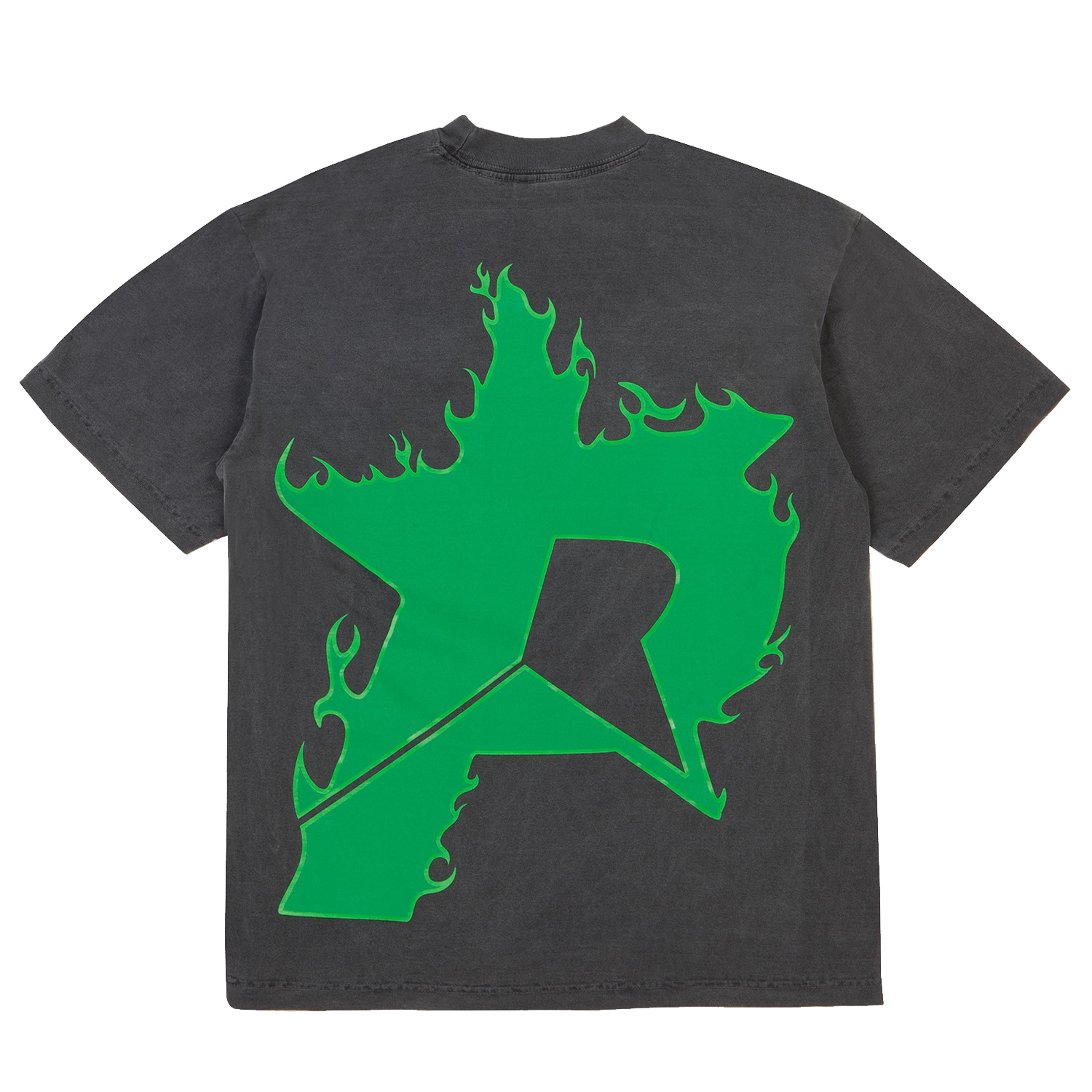 Pieces P Star Flames Tee Washed Black Green