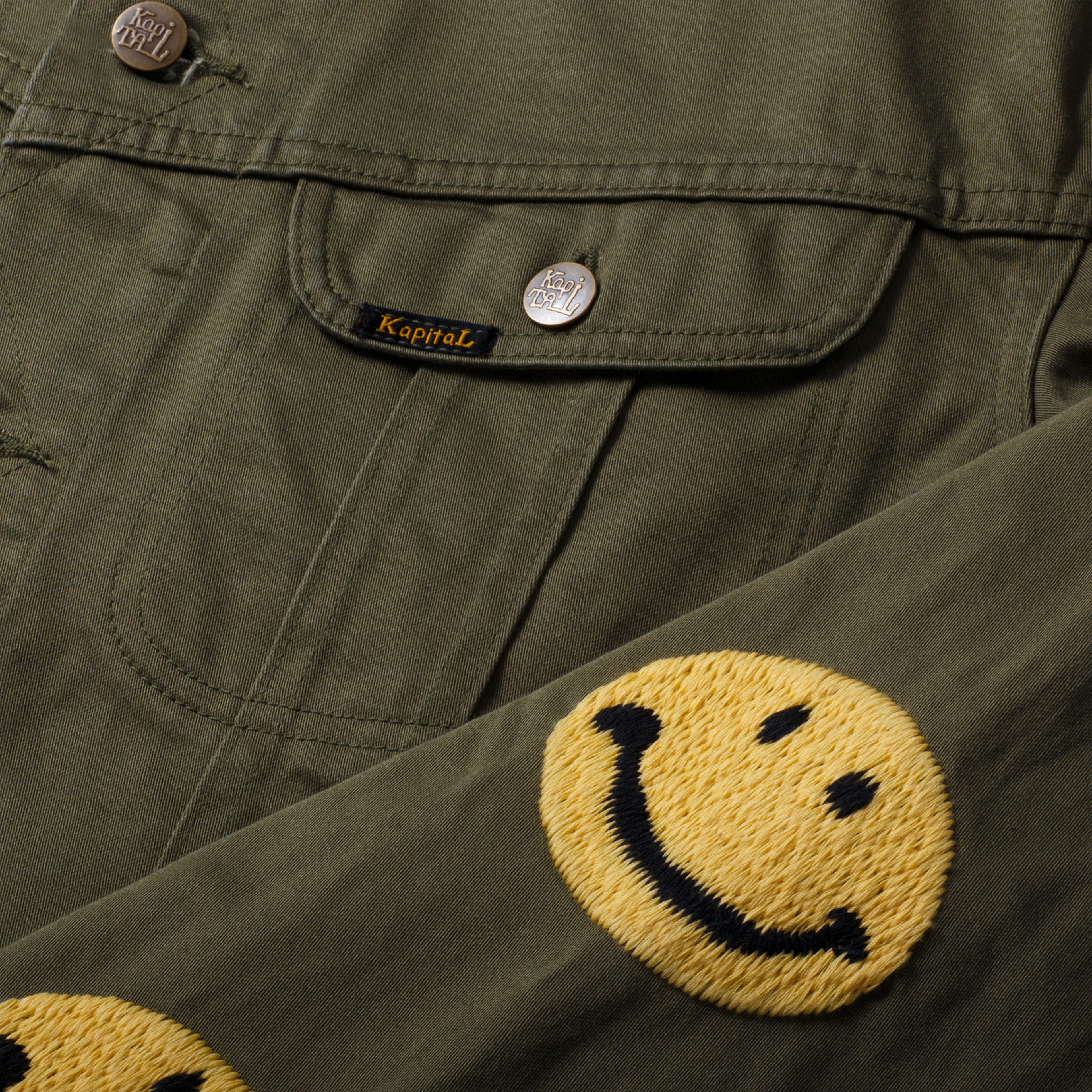 Alternate View 2 of Kapital Vintage Smiley Embroidered Jacket Olive