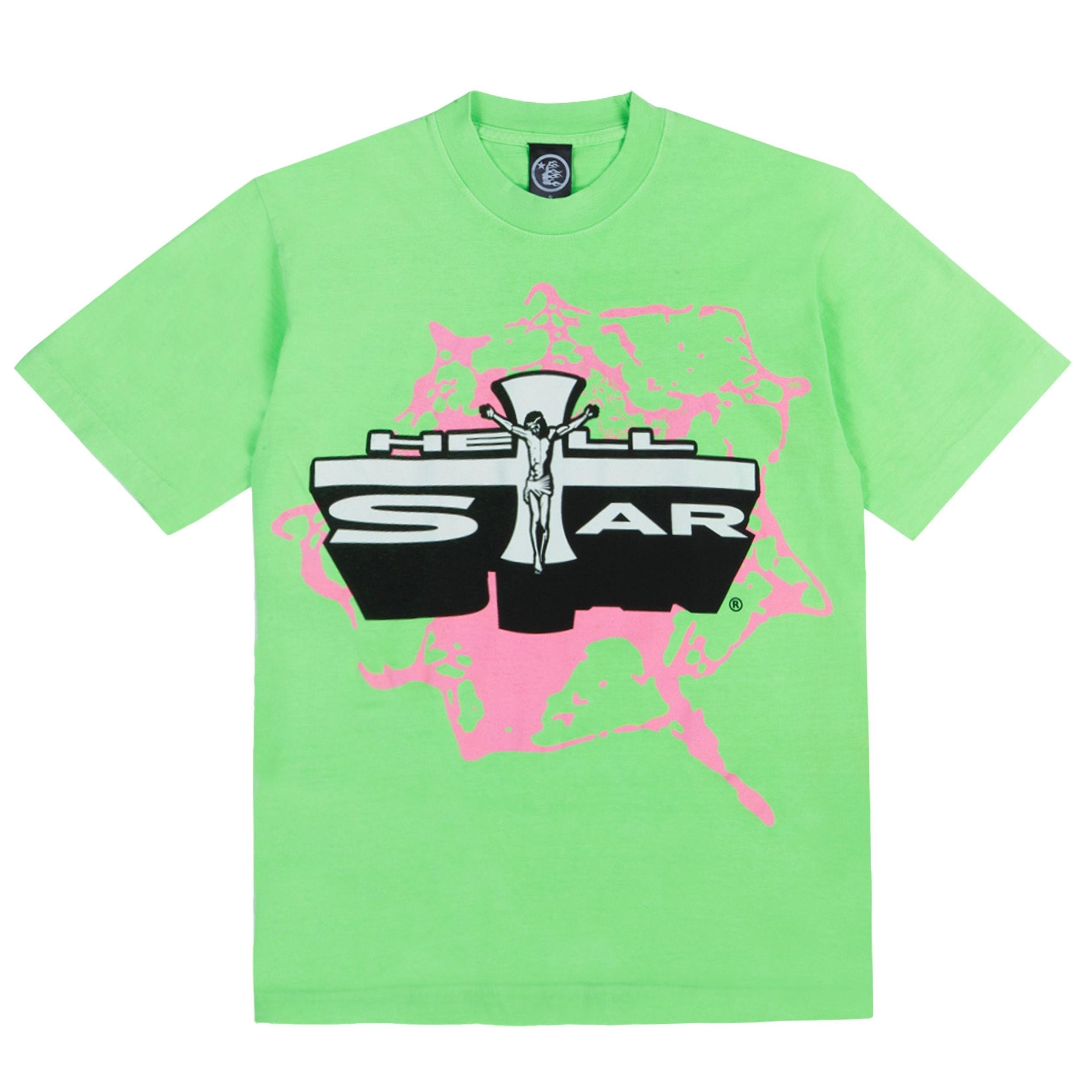 Hellstar Jesus Emblem Tee Lime Green Pink