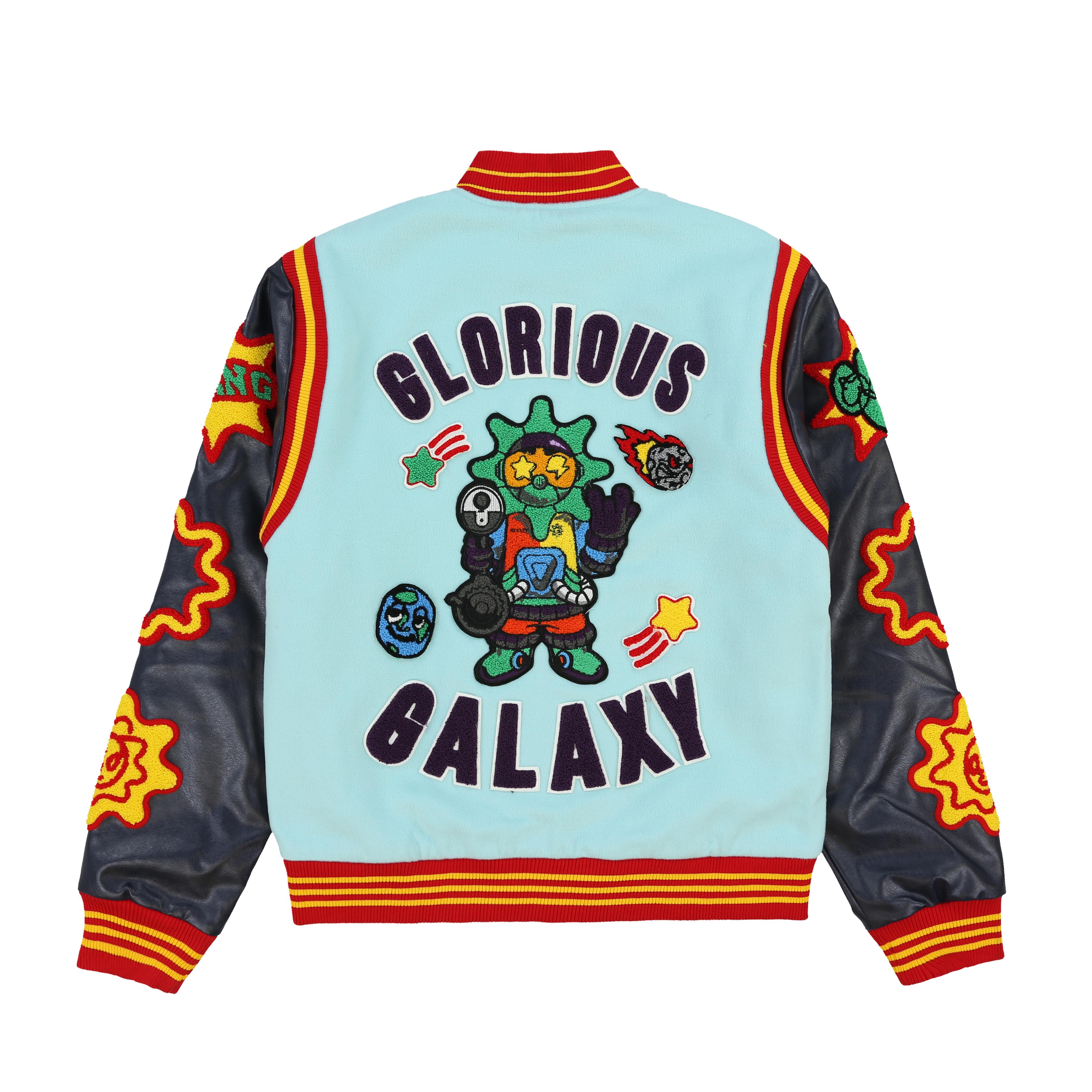 Alternate View 1 of Glorious Galaxy Varsity Jacket (Turquoise)
