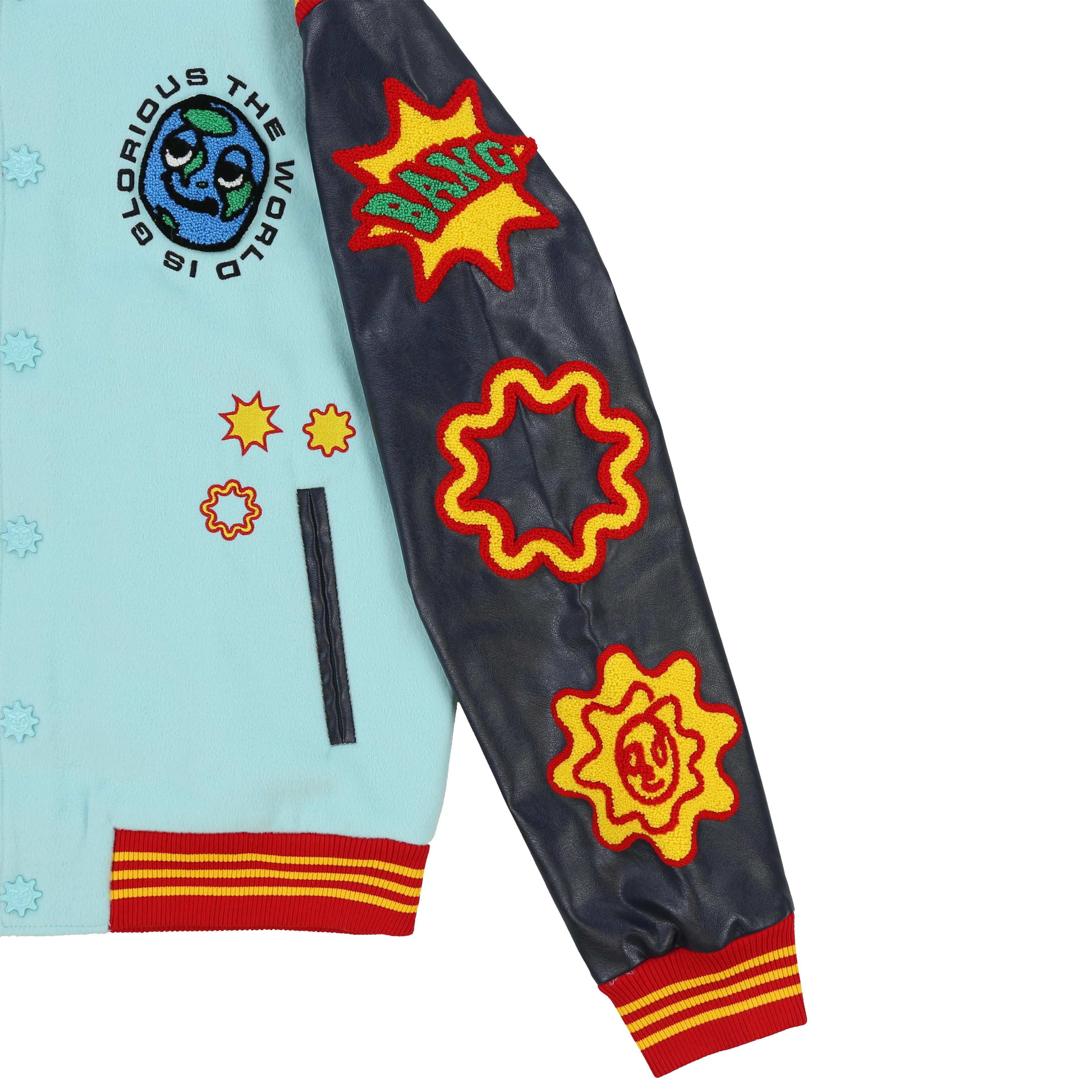 Alternate View 3 of Glorious Galaxy Varsity Jacket (Turquoise)
