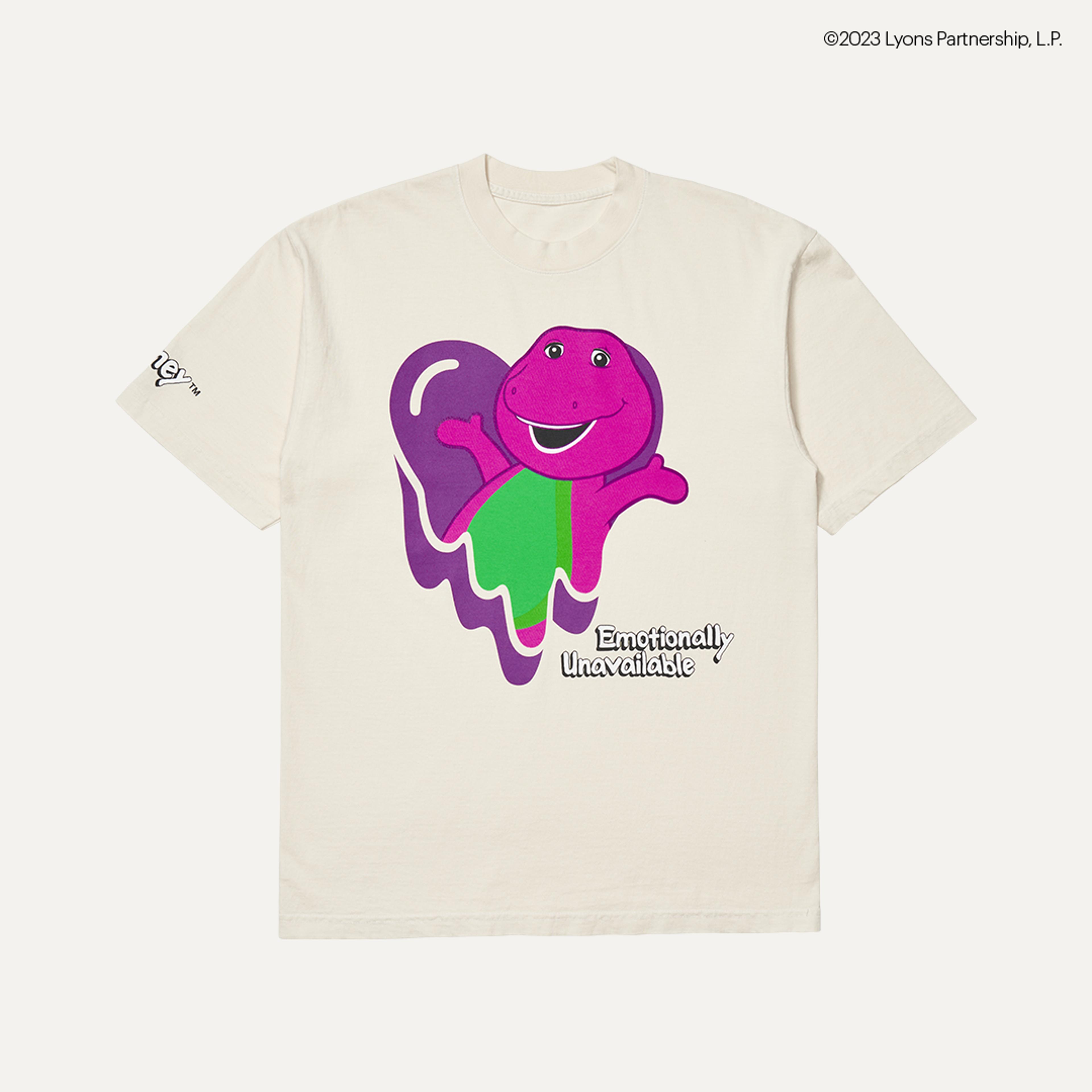 Emotionally Unavailable + Barney "Hug" T-Shirt - Cream