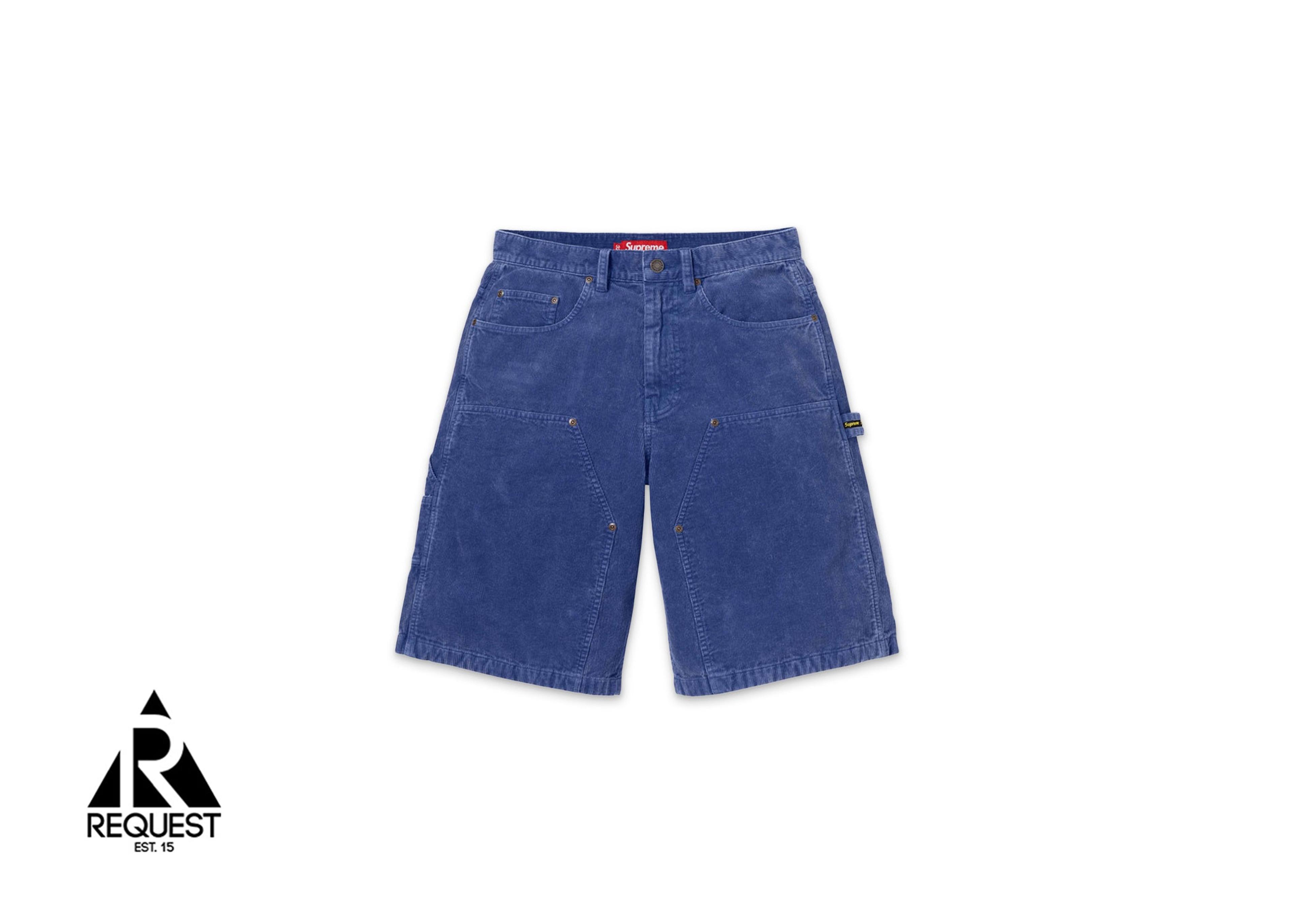 Washed Corduroy Double Knee Shorts "Blue"