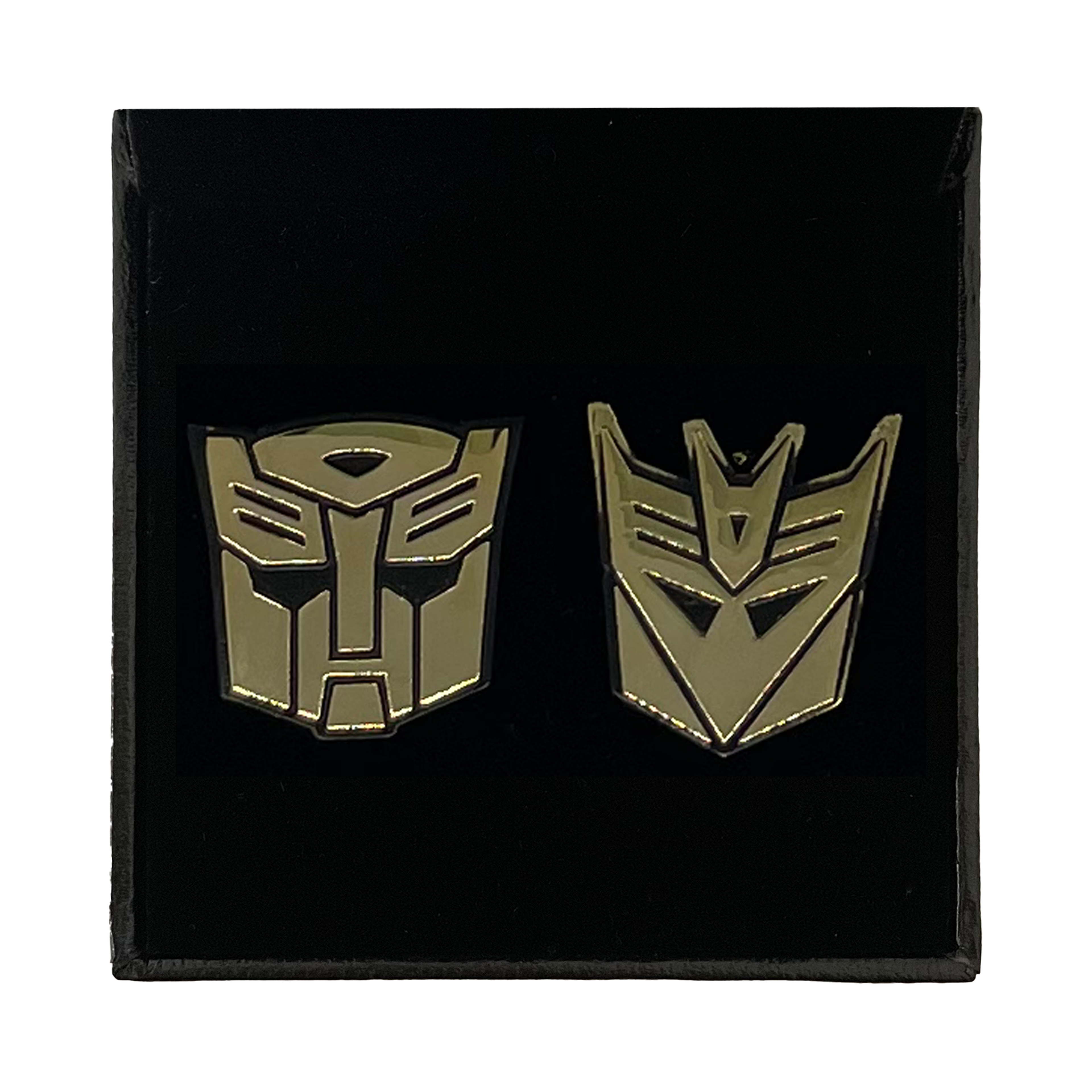 Alternate View 1 of Transformers Autobot X Decepticon 24K Gold Plated Pins Box Set (
