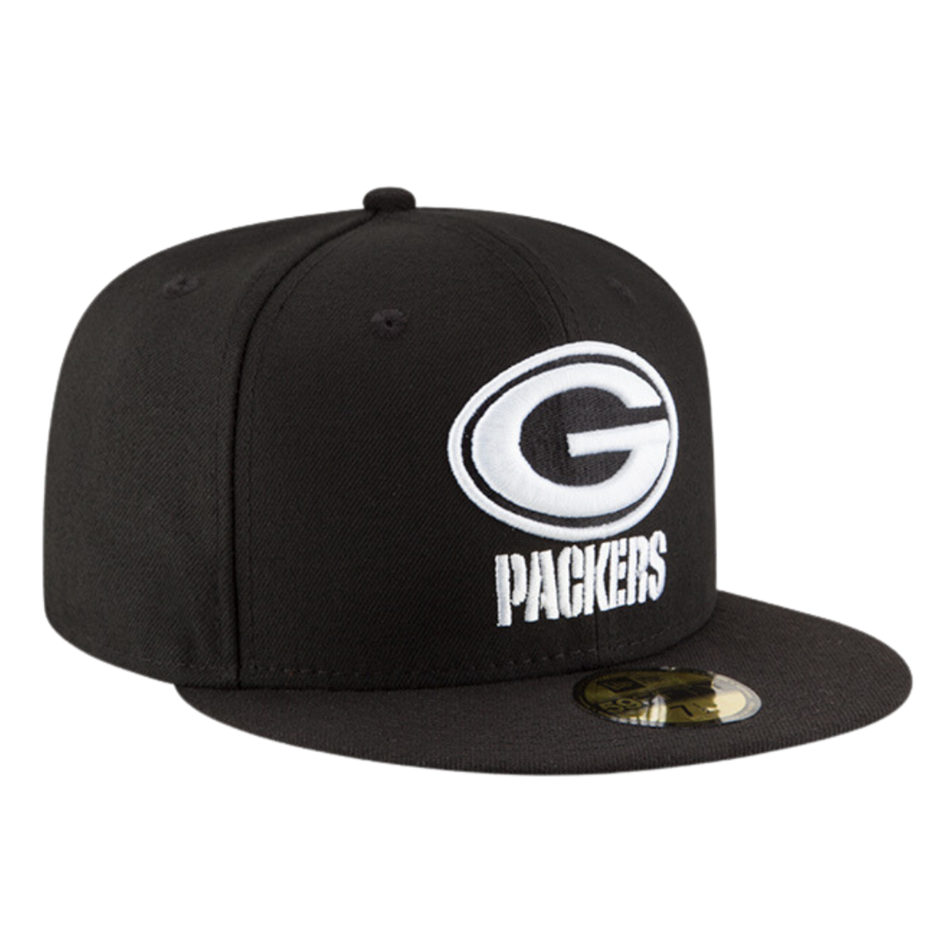Green Bay Packers Black on Dub New Era Black/White 59FIFTY Fitte