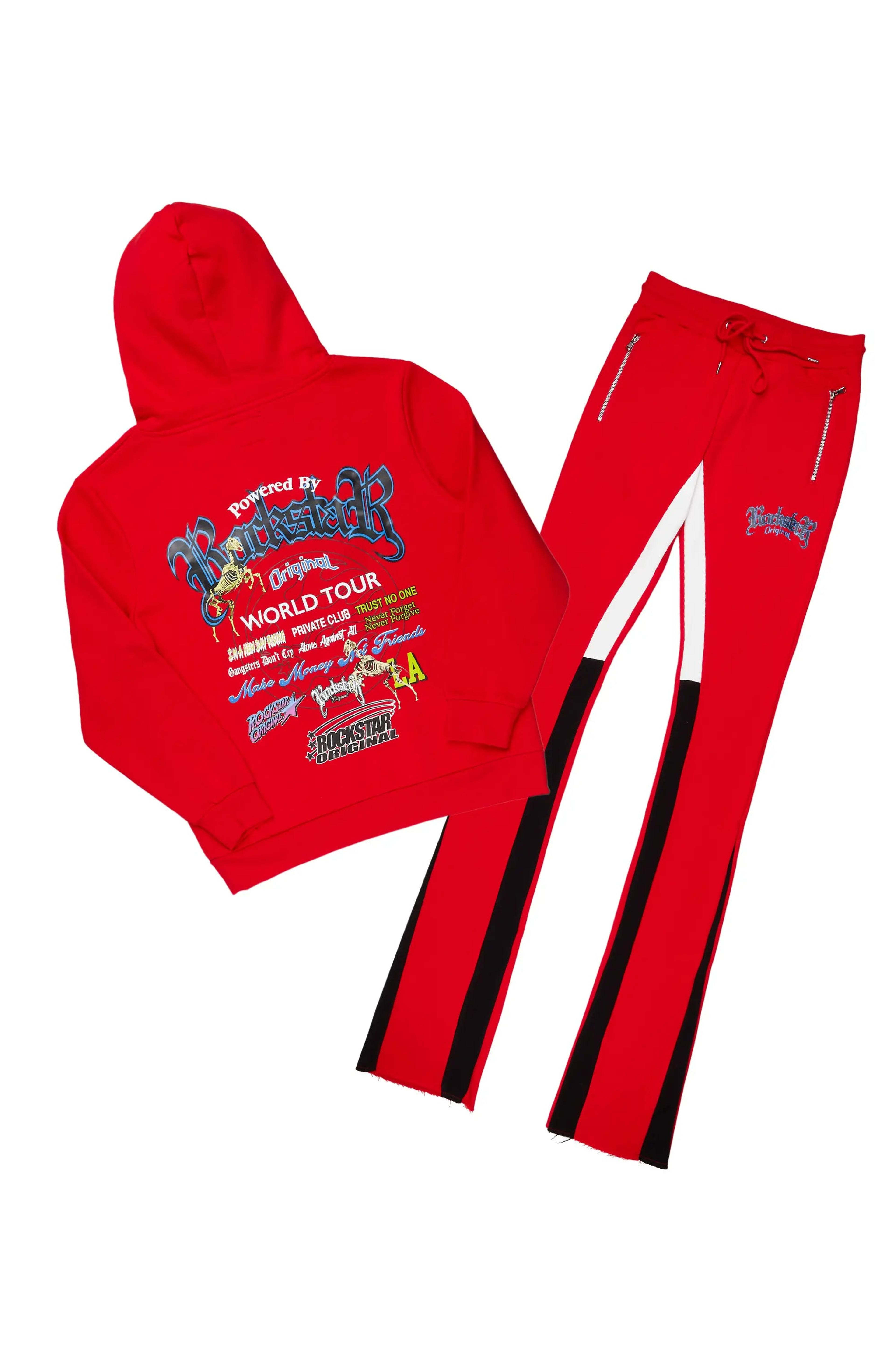Alternate View 1 of Against Red Hoodie/Super Stacked Flare Pant Set