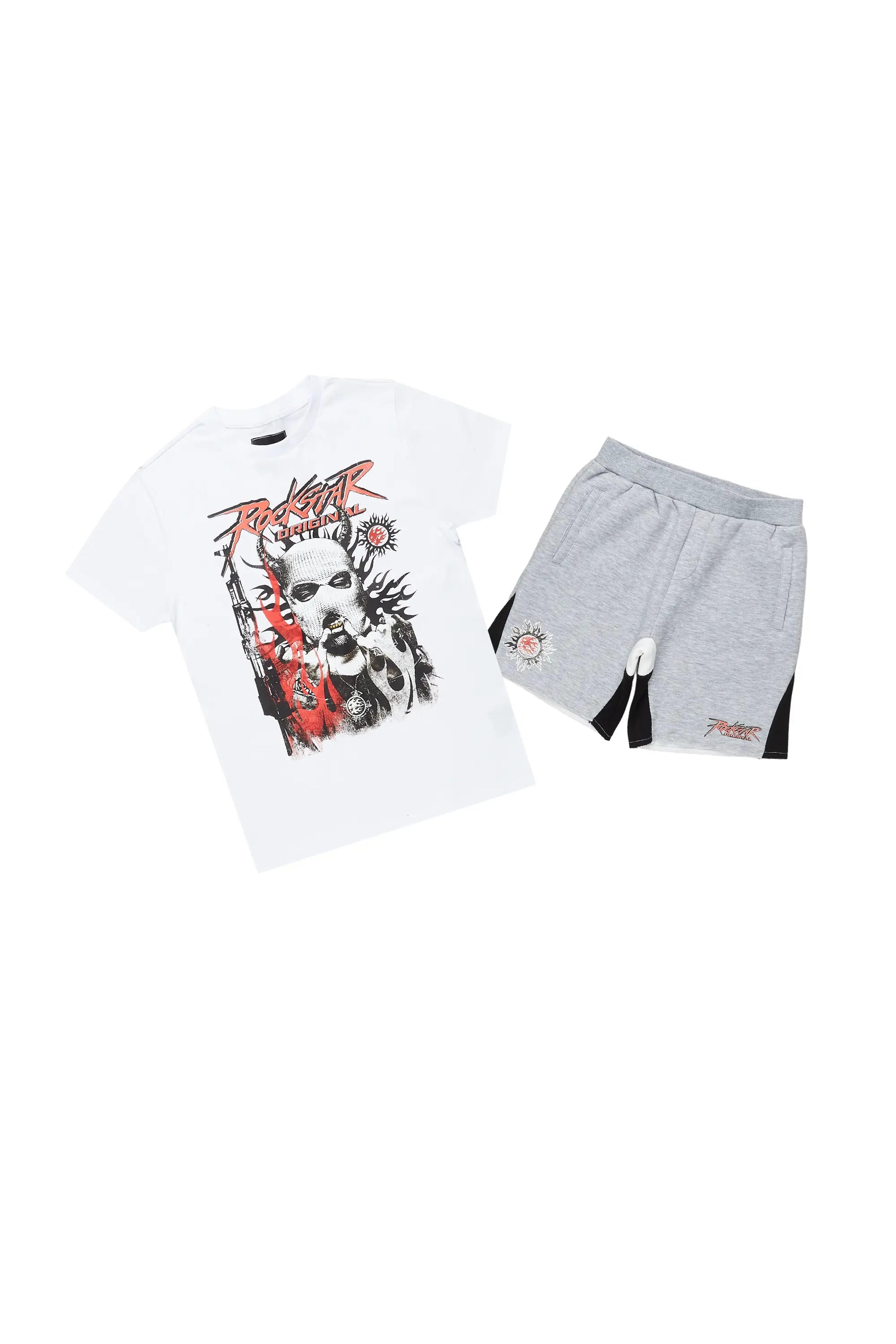 Boys Merci White/Grey T-Shirt Short Set