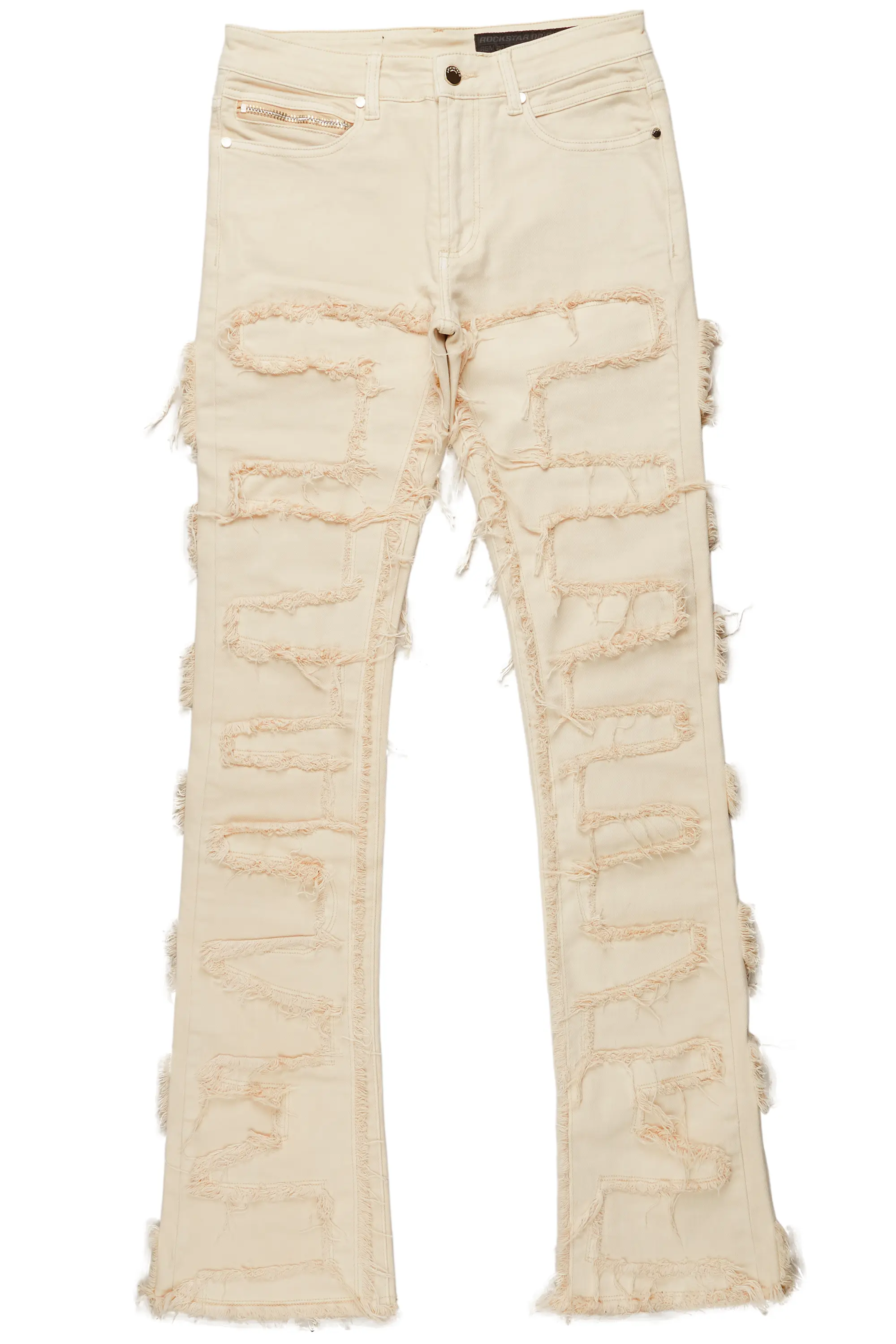 Alternate View 1 of Shake Beige Stacked Flare Jean