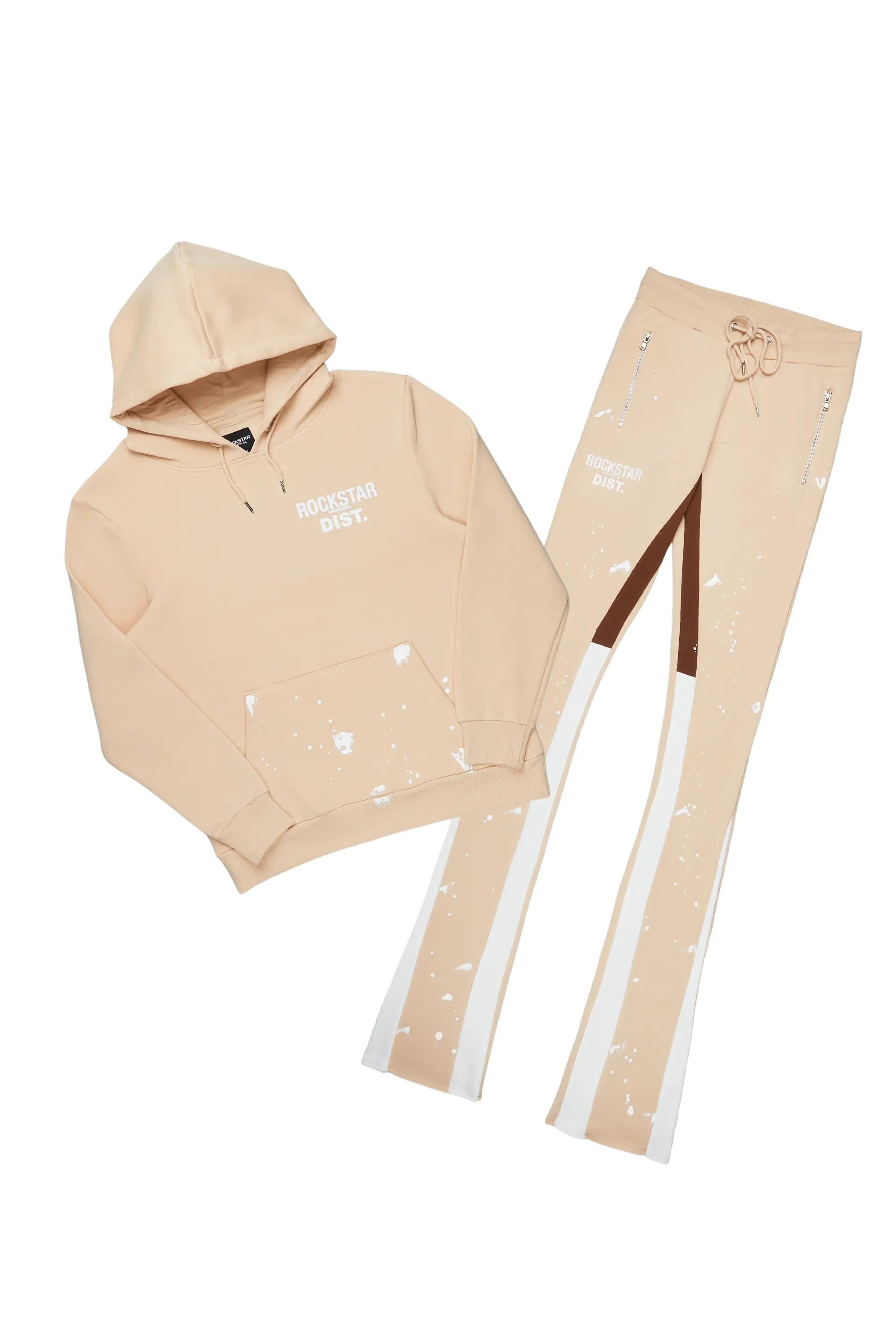 Alternate View 1 of Raffer Beige/White Hoodie/Super Stacked Flare Pant Set