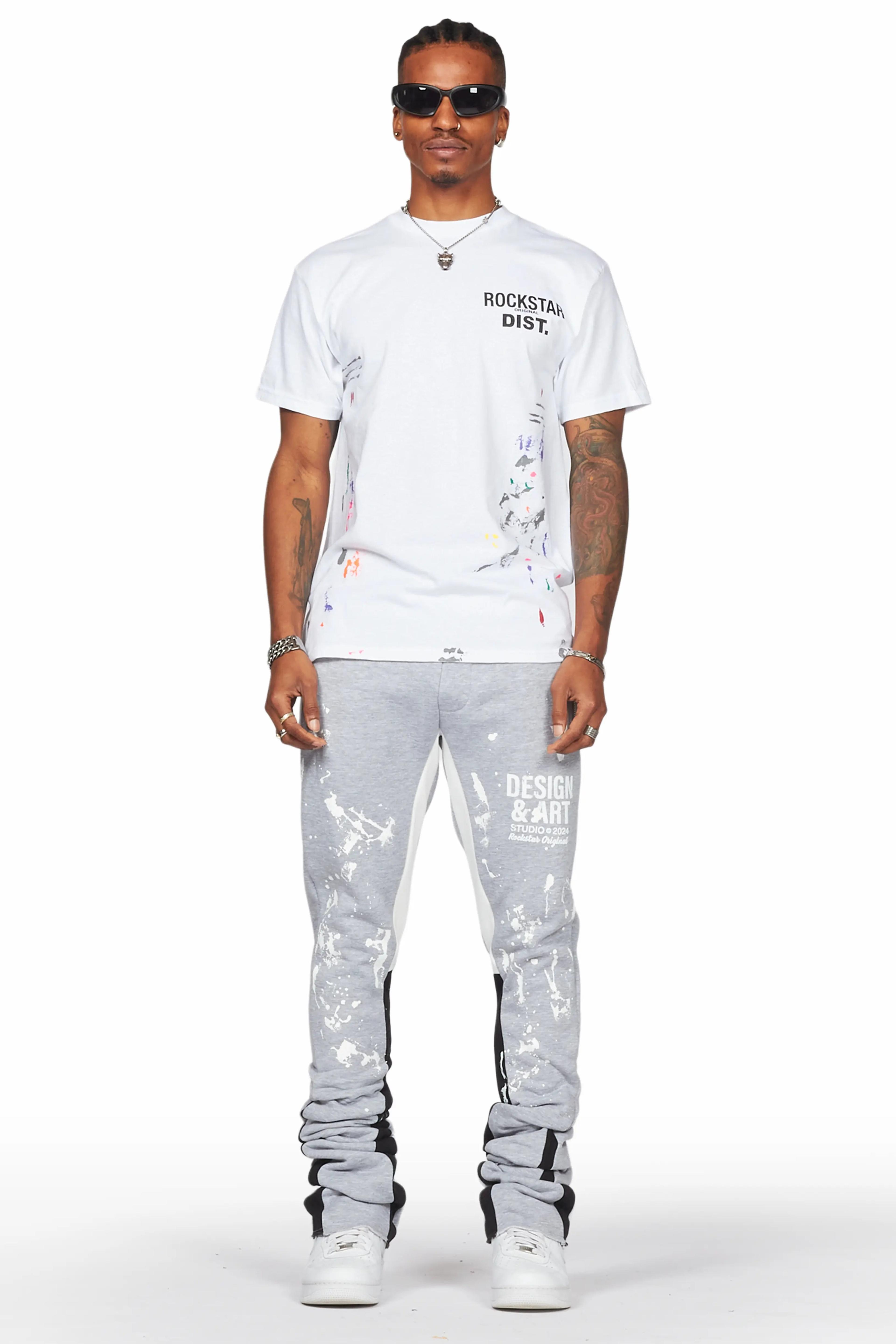 Alternate View 1 of Damone Heather Grey Super Stacked Flare Track Pant