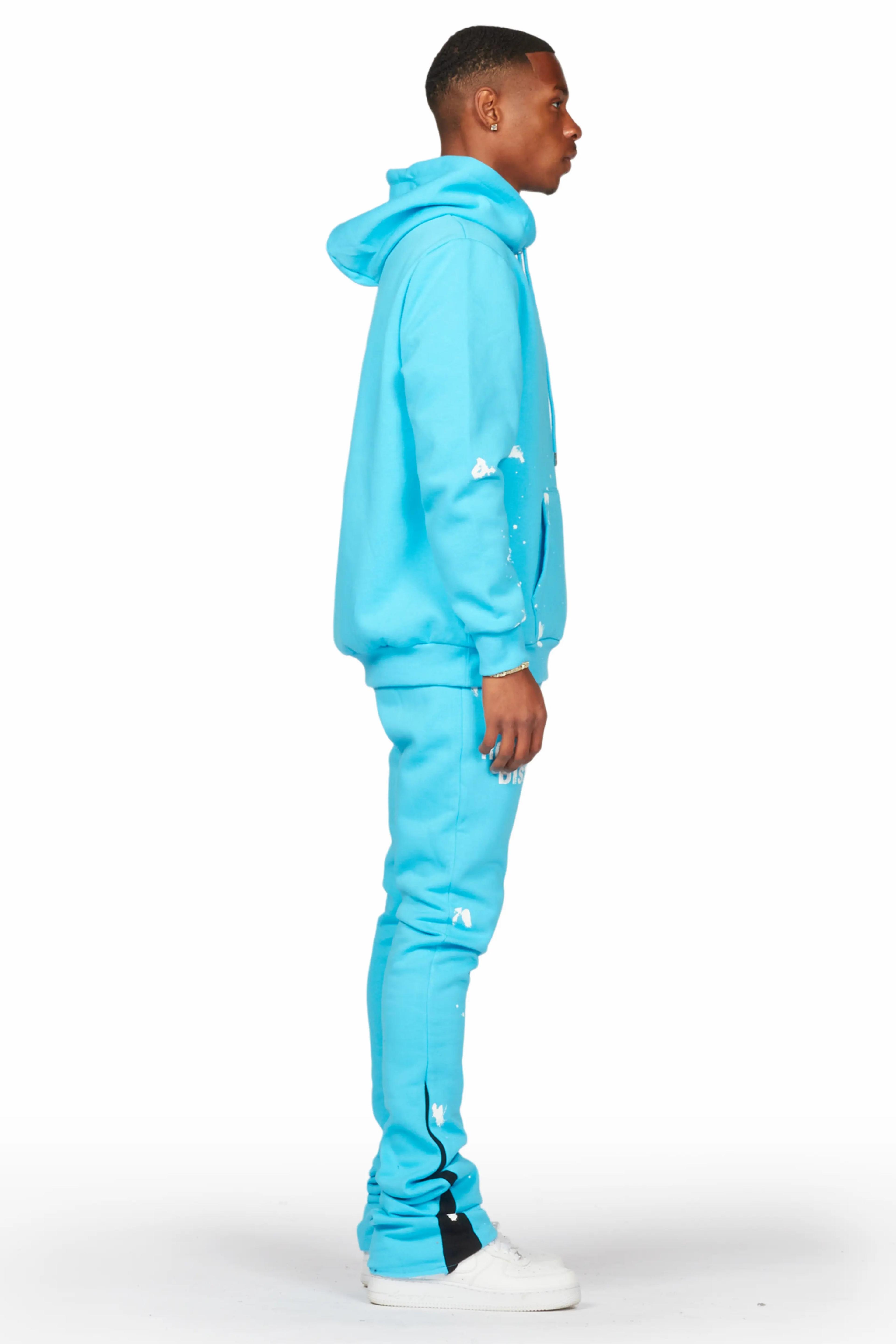 Alternate View 3 of Raffer Blue Hoodie/Super Stacked Flare Pant Set