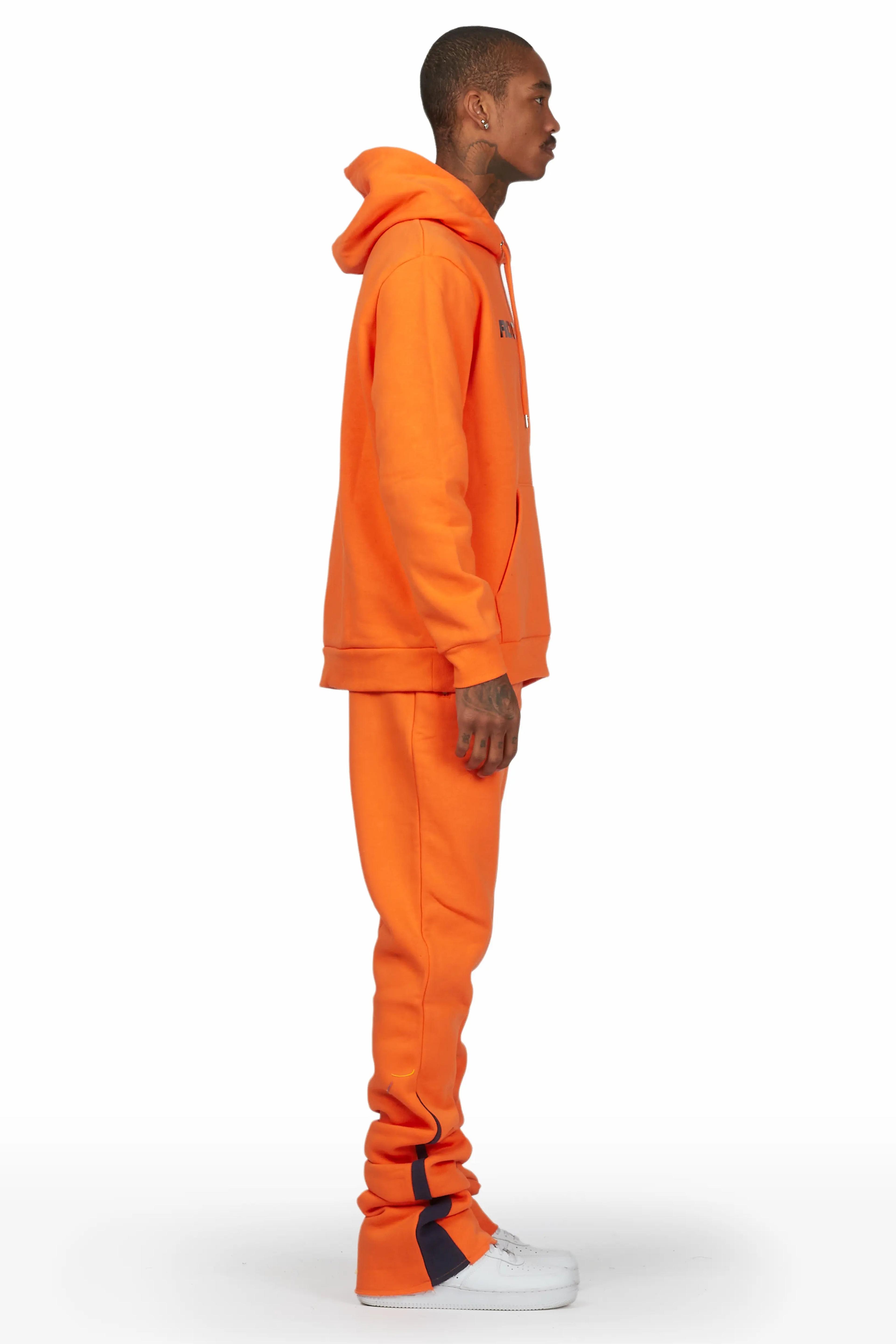 Alternate View 3 of Rory Orange Hoodie Super Stacked Flare Pant Set