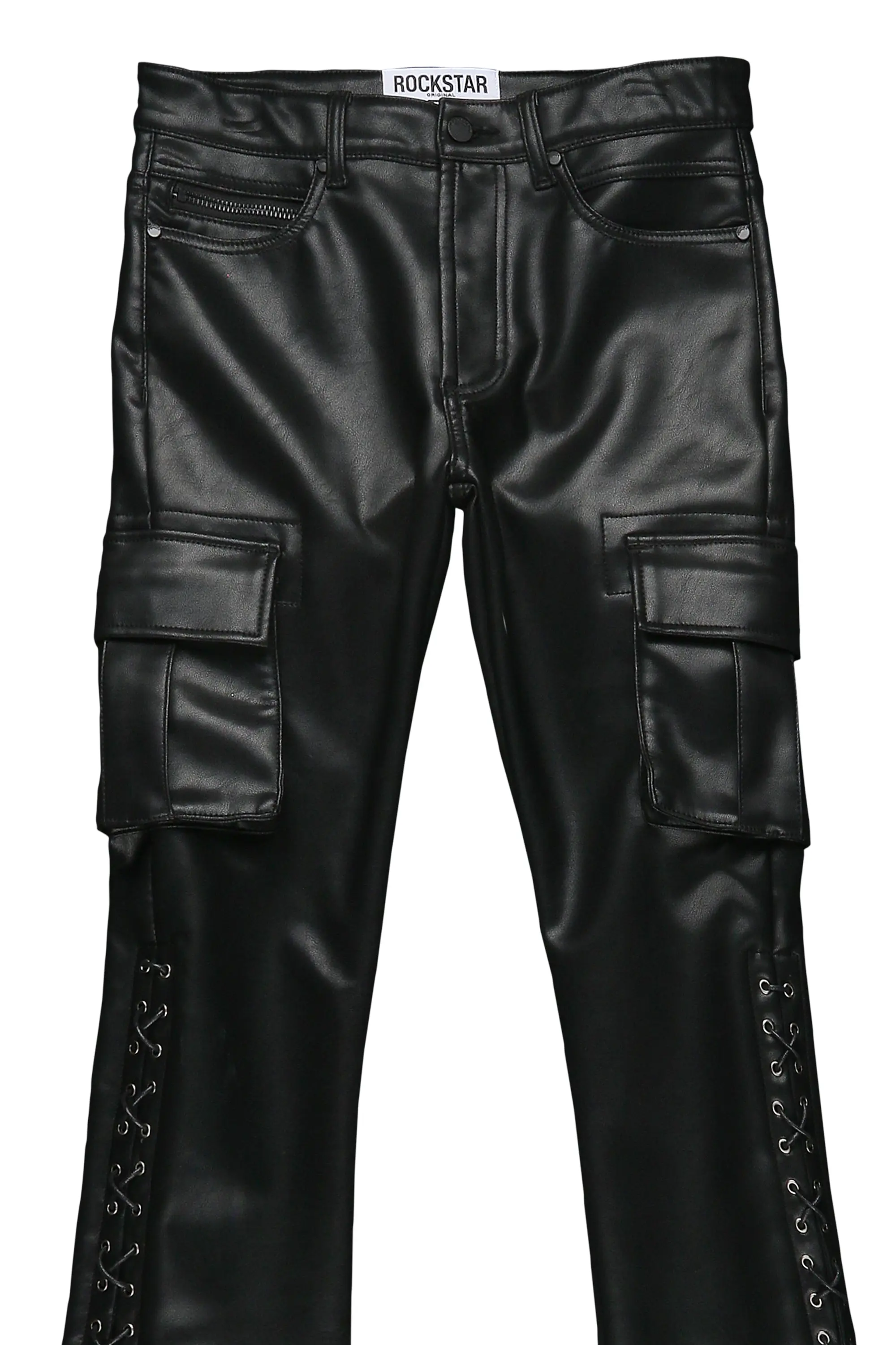 Alternate View 12 of Honor Black Faux Leather Stacked Flare Jean