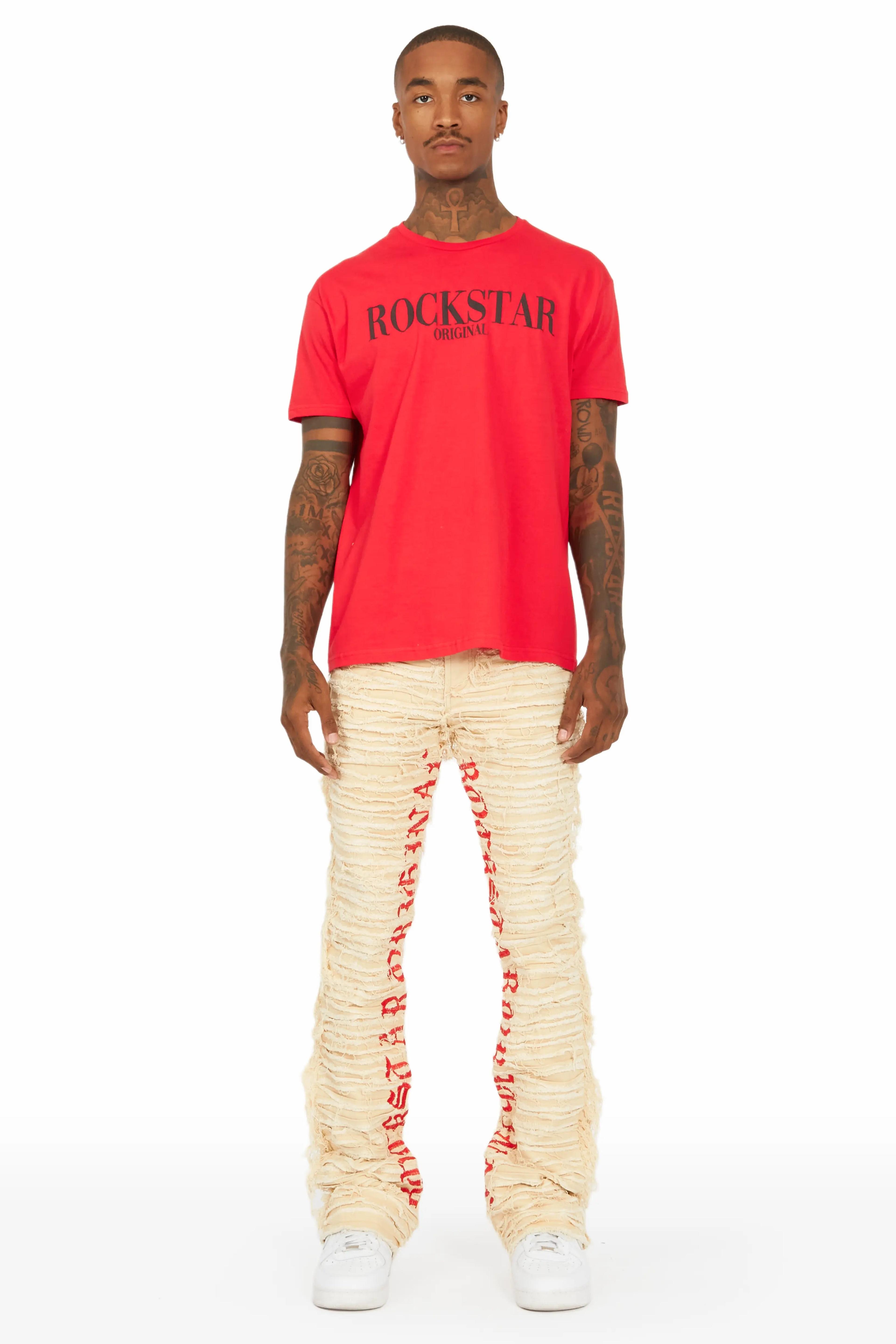 Alternate View 1 of Giovanni Beige Stacked Flare Jean