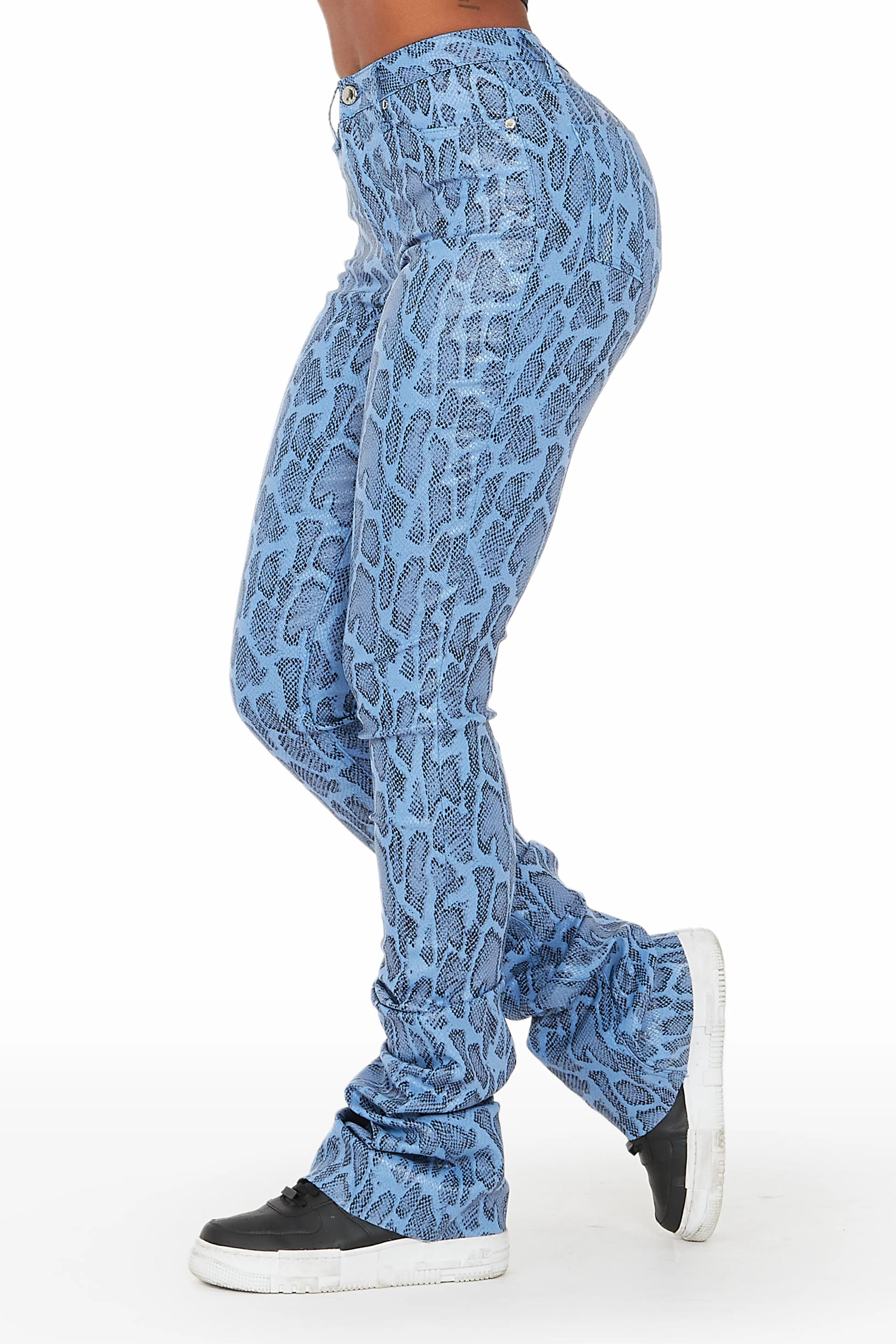 Alternate View 1 of Neriah Blue Snake Super Stacked Pant