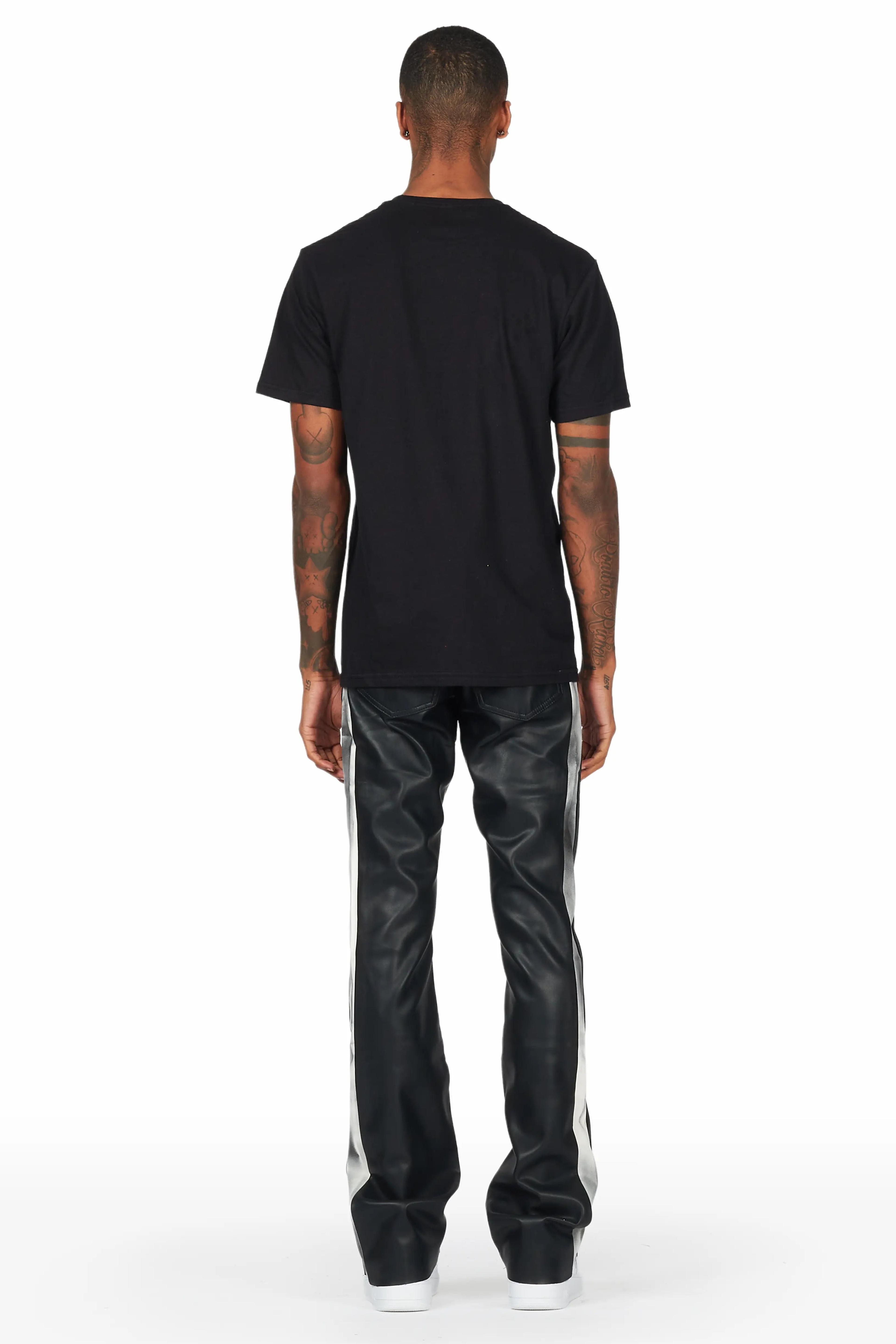 Alternate View 4 of Fusao Black Stacked Faux Leather Jean