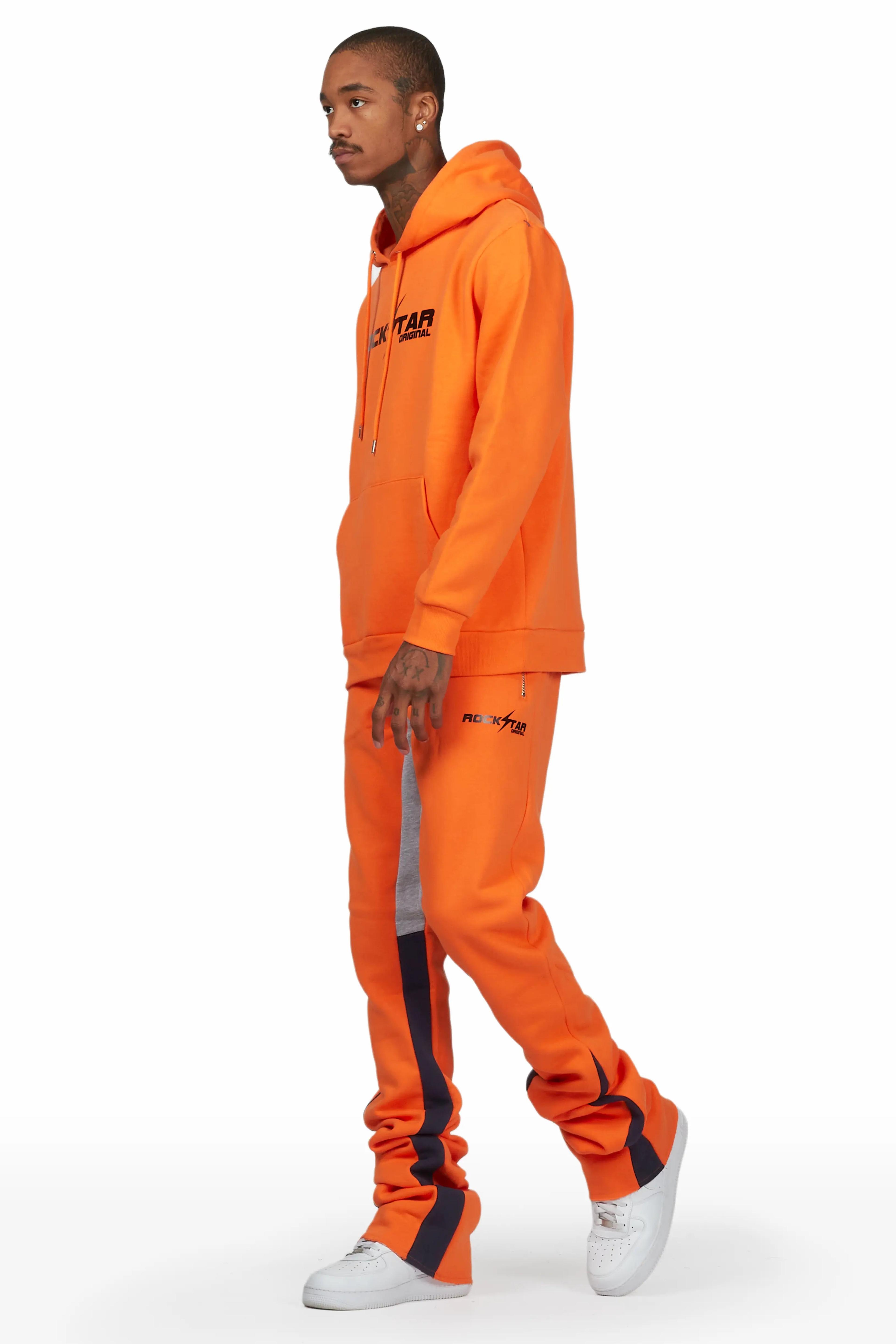Alternate View 2 of Rory Orange Hoodie Super Stacked Flare Pant Set