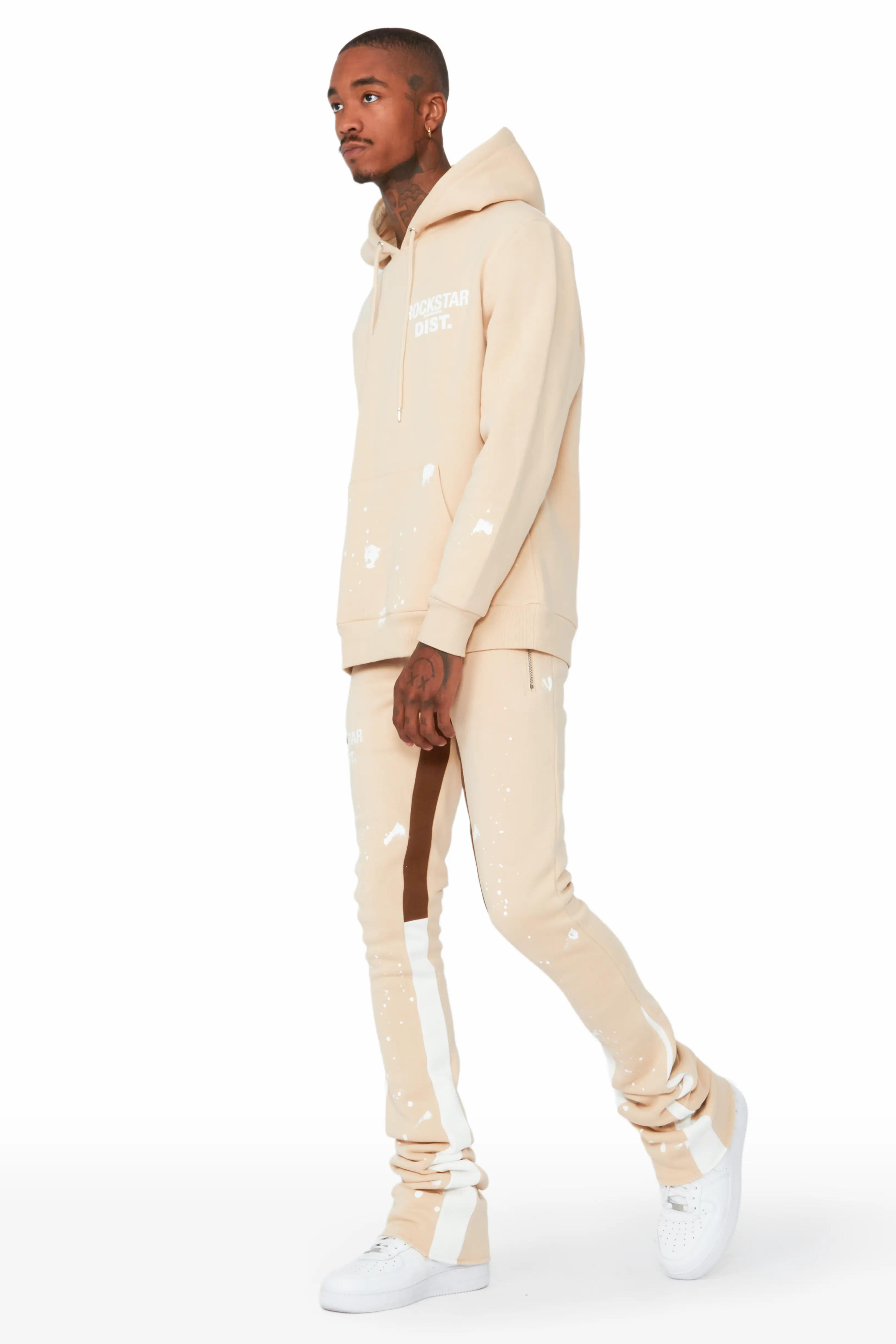 Alternate View 2 of Raffer Beige/White Hoodie/Super Stacked Flare Pant Set