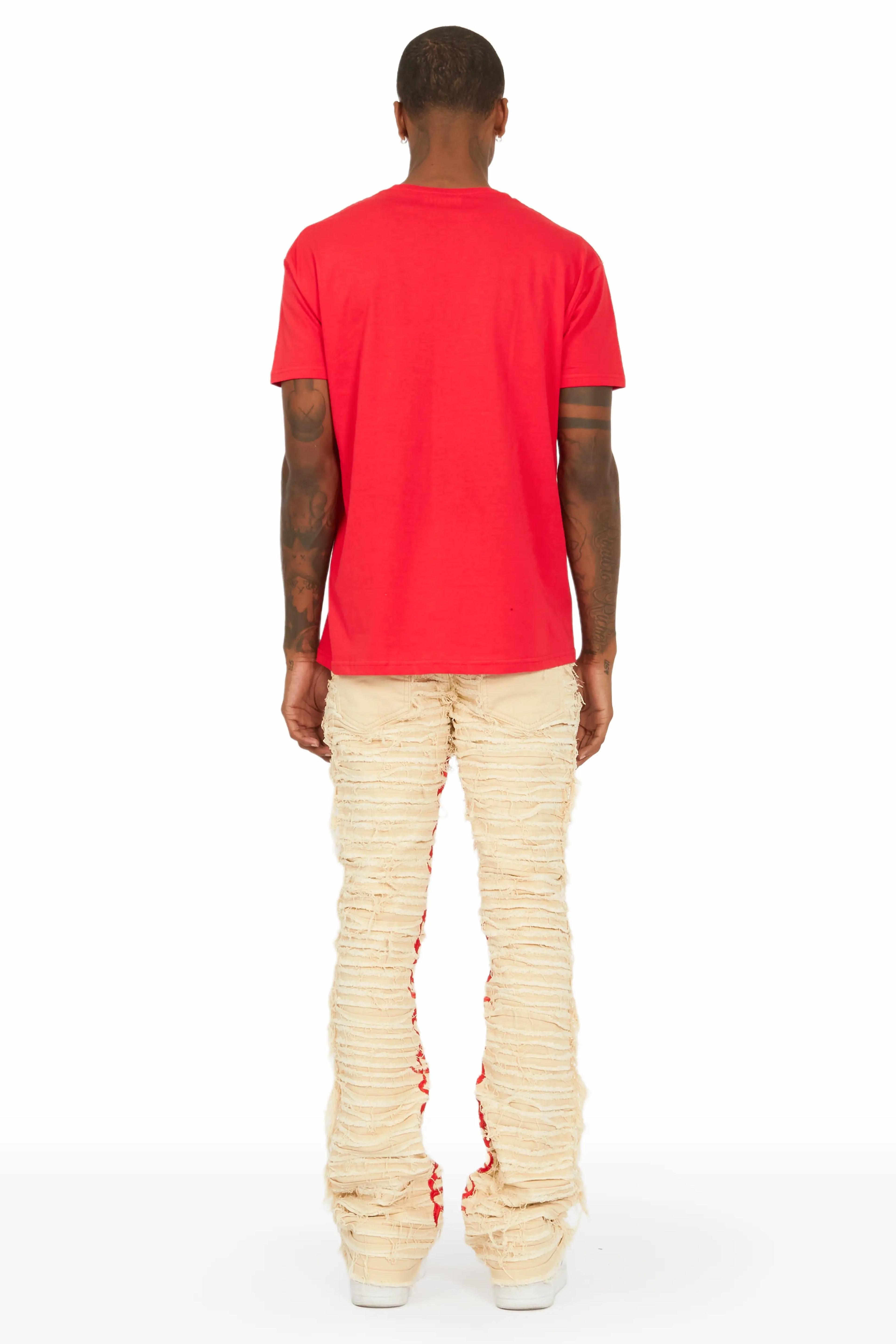 Alternate View 3 of Giovanni Beige Stacked Flare Jean