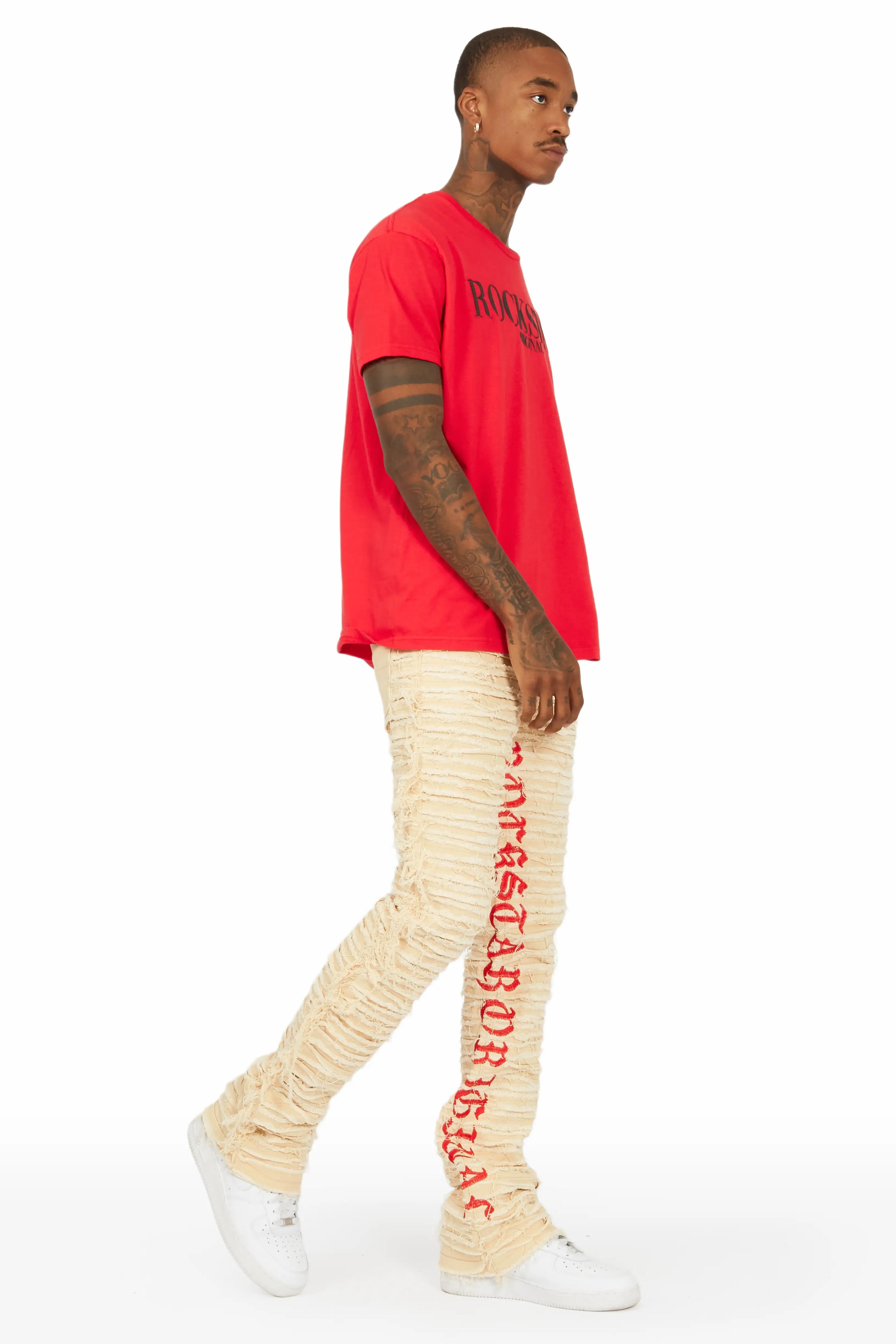 Alternate View 4 of Giovanni Beige Stacked Flare Jean