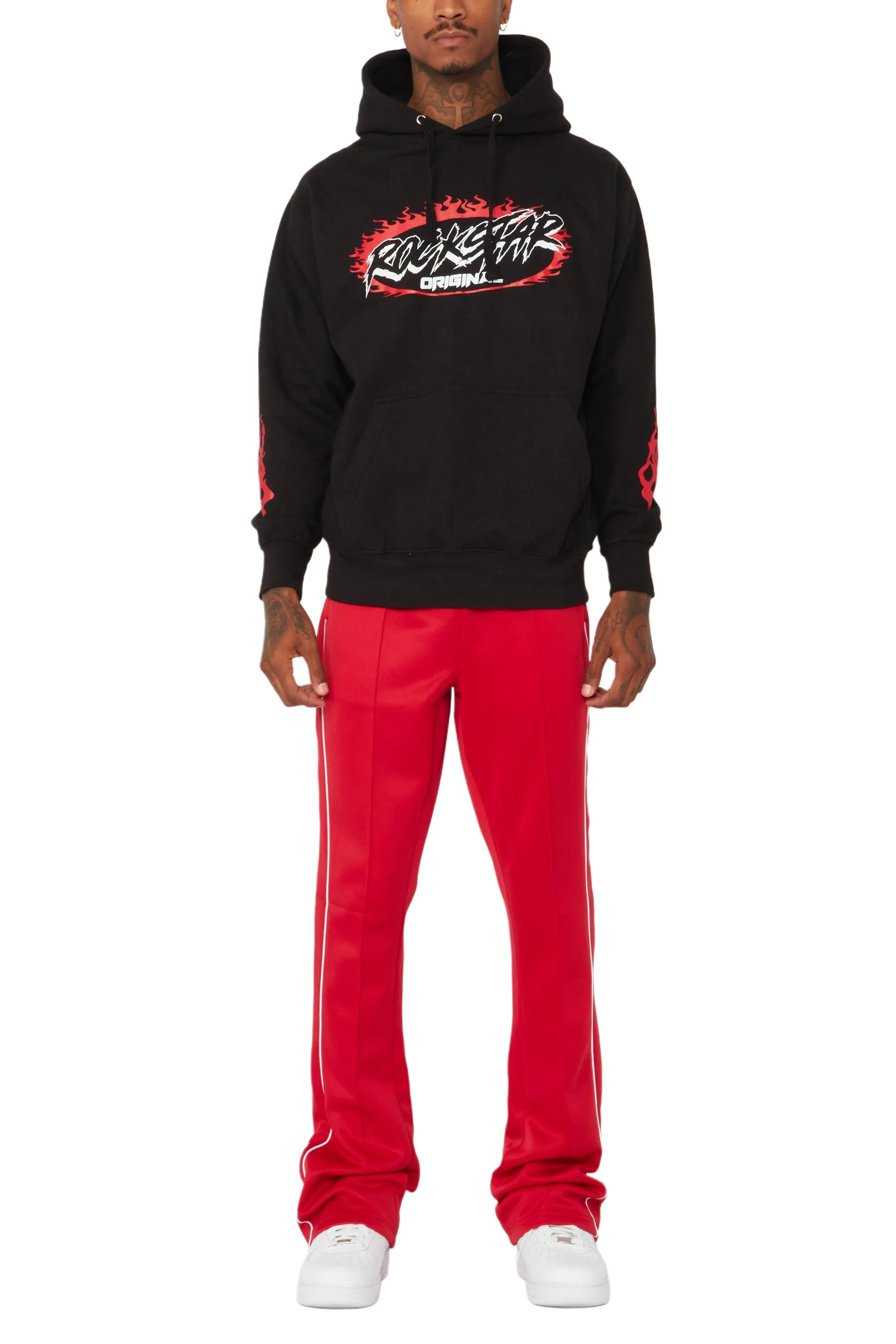 Alternate View 8 of Draven Black/Red Graphic Hoodie Track Set