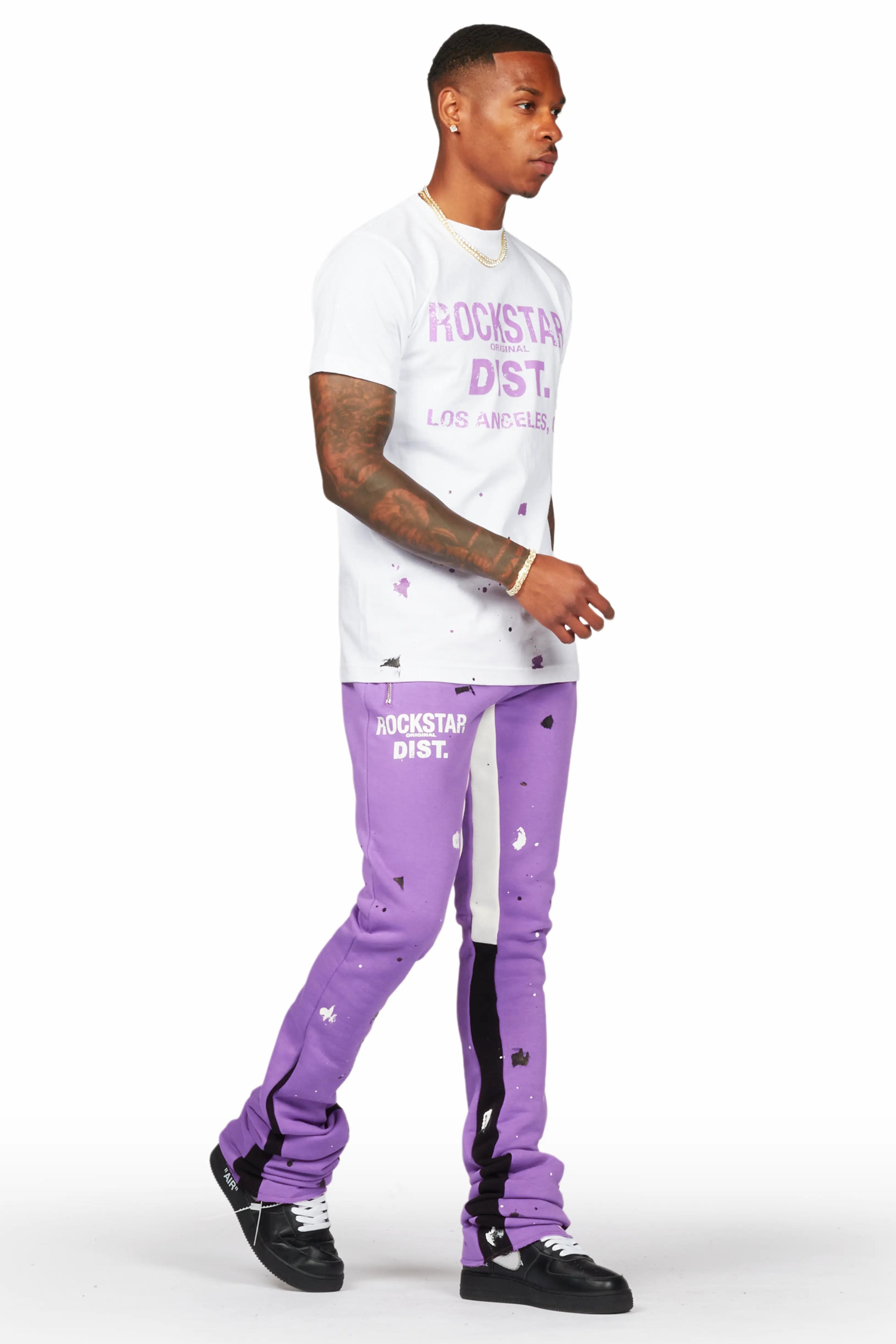 Alternate View 5 of Scottie Purple/White T-Shirt/Super Stacked Flare Track Pant Set