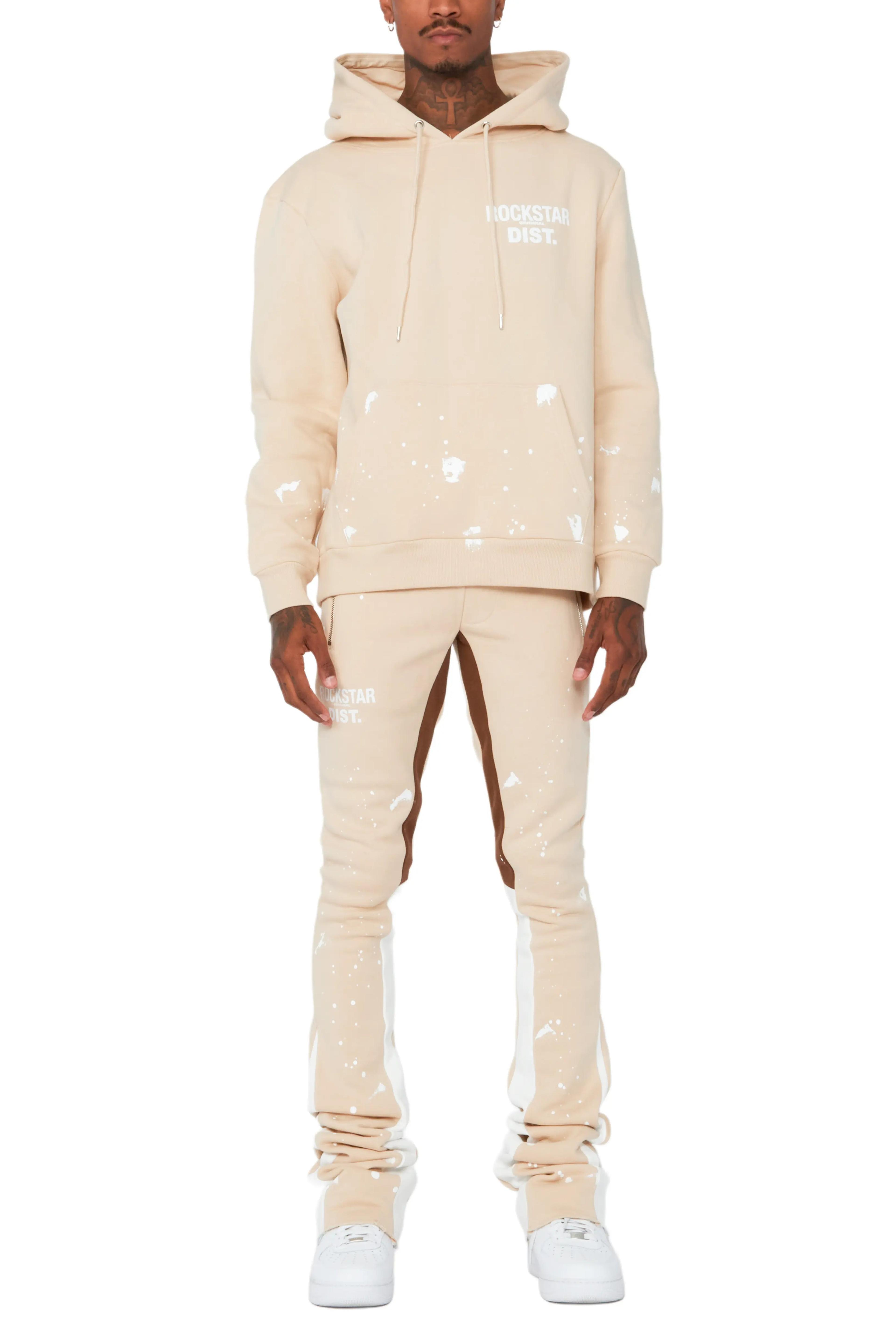 Alternate View 7 of Raffer Beige/White Hoodie/Super Stacked Flare Pant Set