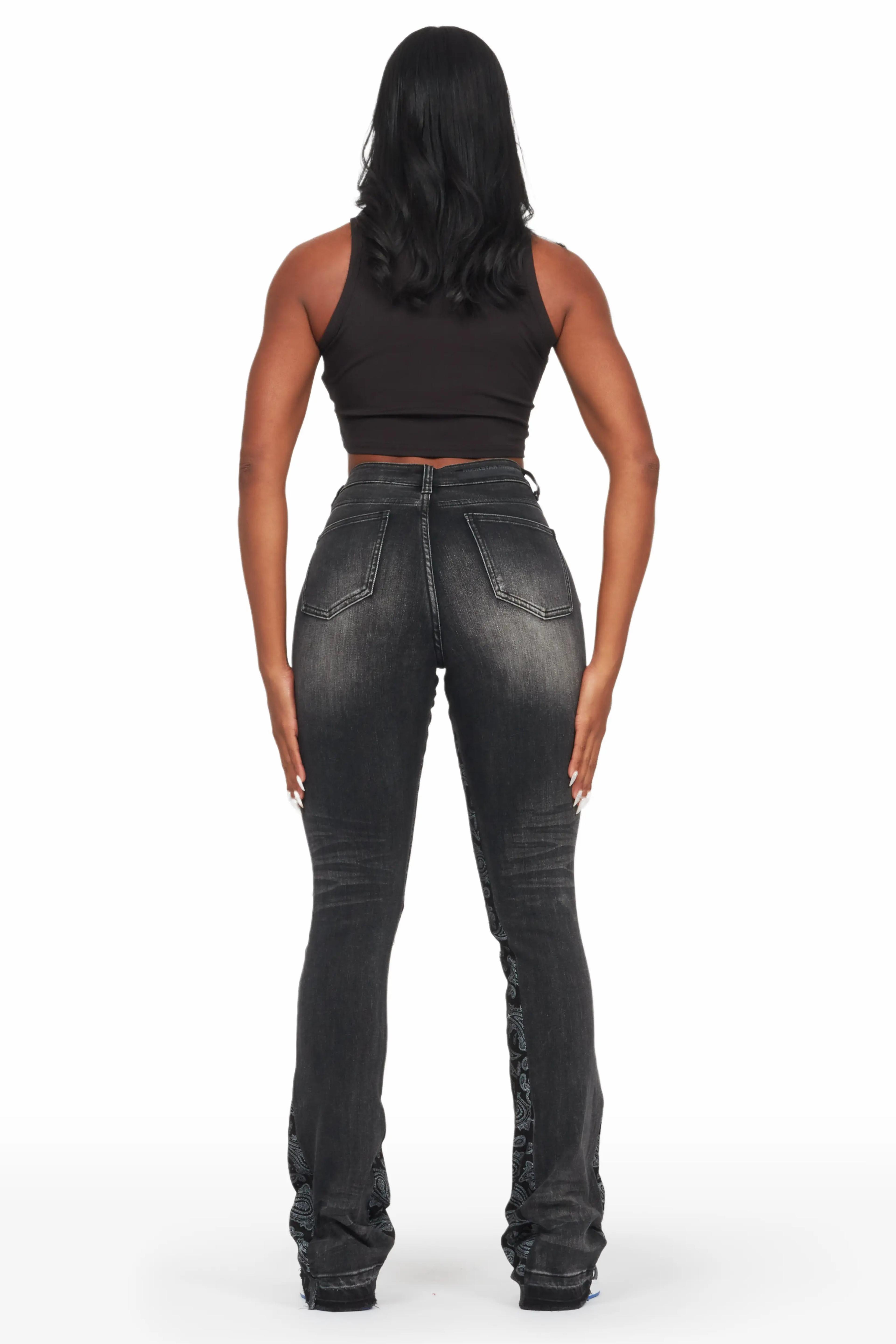 Alternate View 4 of Khaleesy Black Stacked Flare Jean