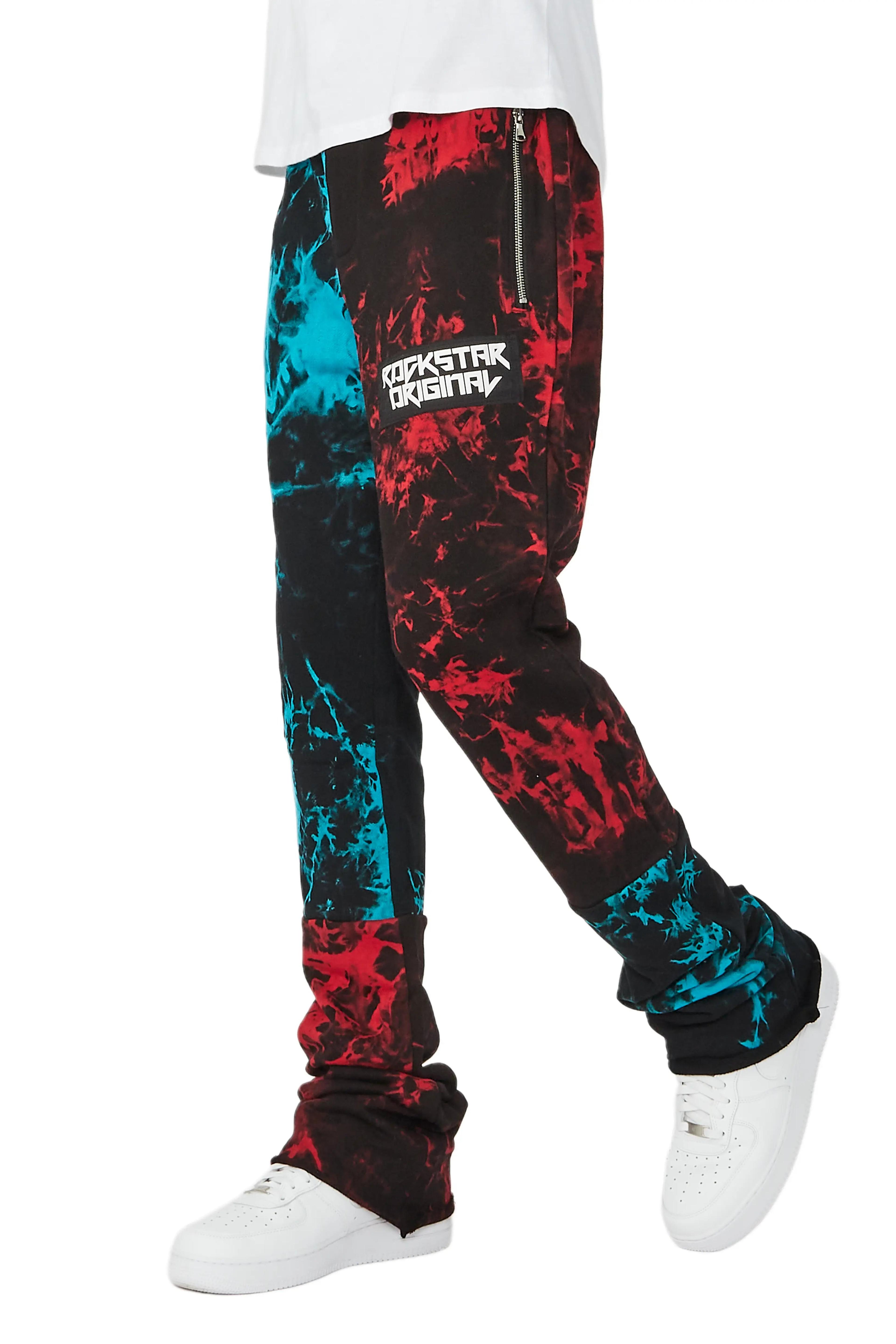 Alternate View 8 of Imogen Blue/Red Super Stacked Flare Track Pant
