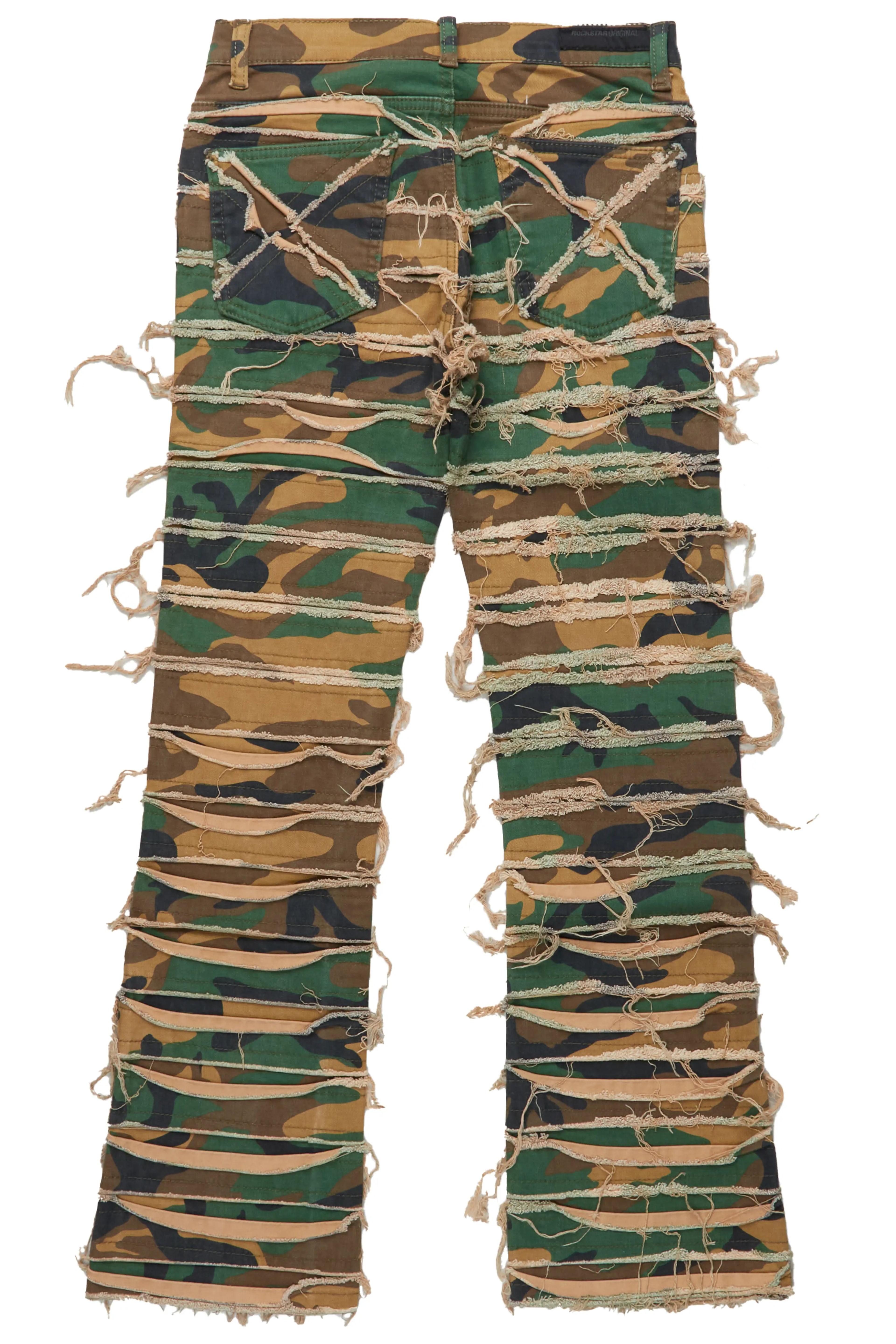 Alternate View 8 of Cassius Faded Camo Stacked Flare Jean