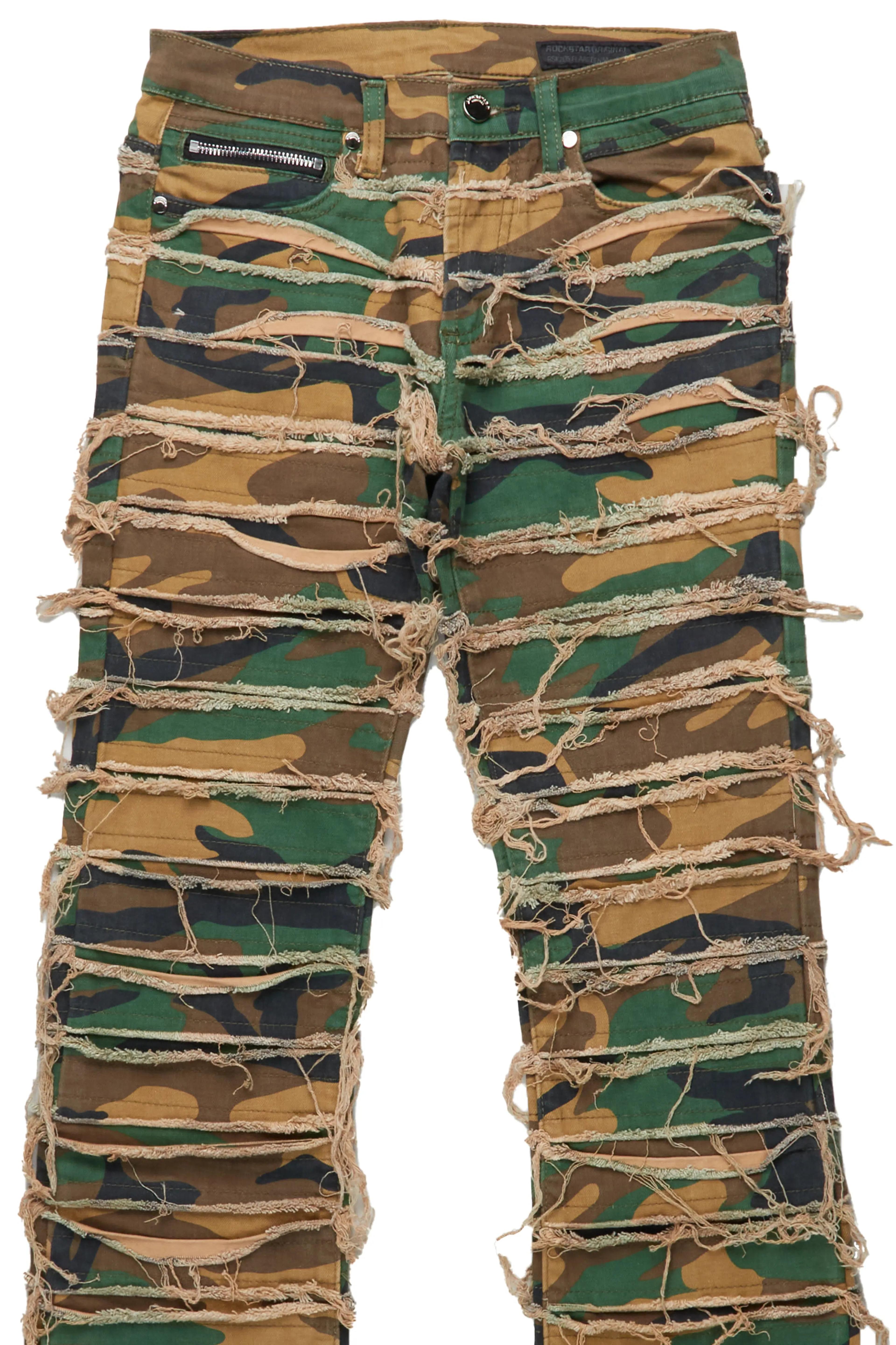 Alternate View 7 of Cassius Faded Camo Stacked Flare Jean