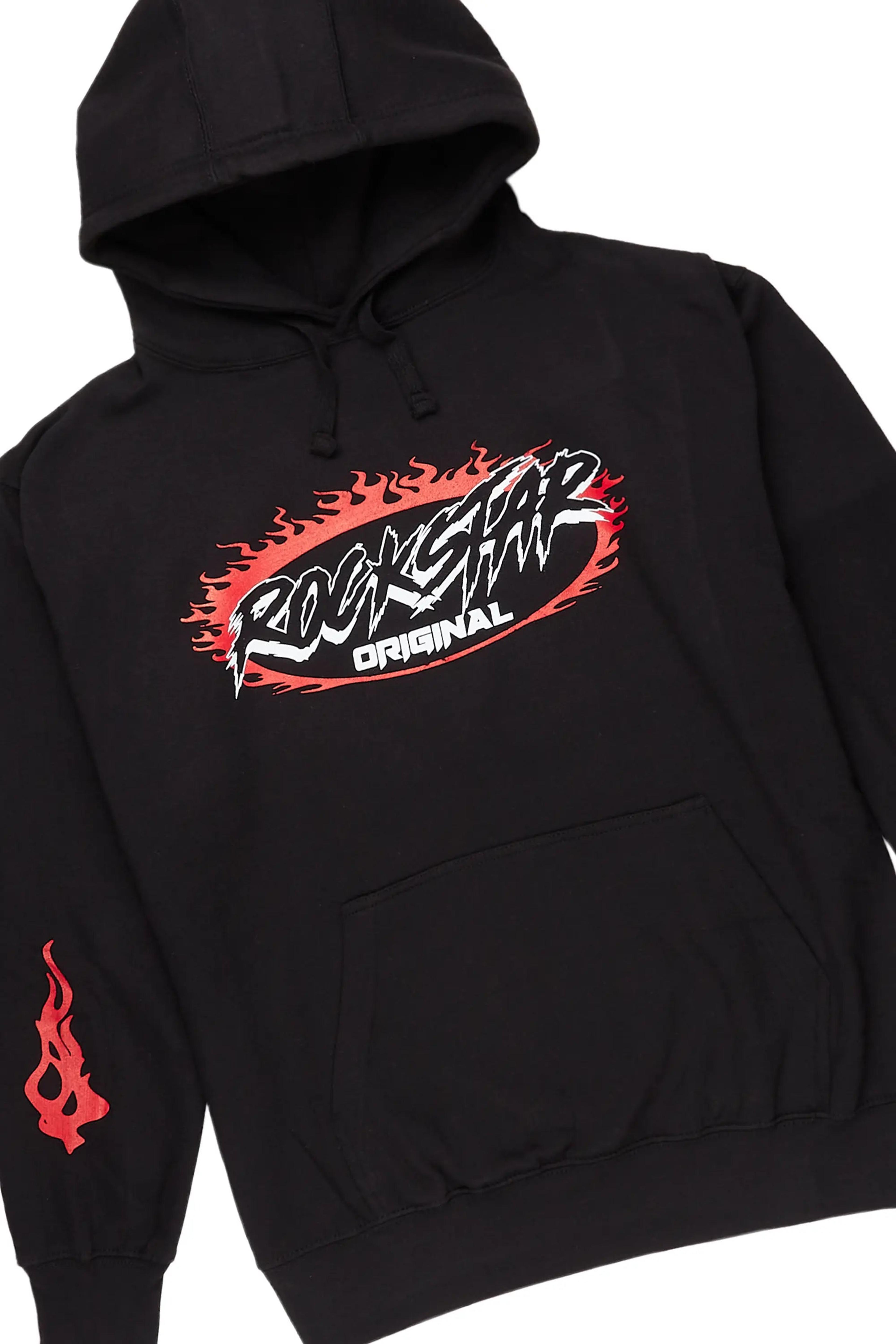 Alternate View 5 of Draven Black/Red Graphic Hoodie Track Set
